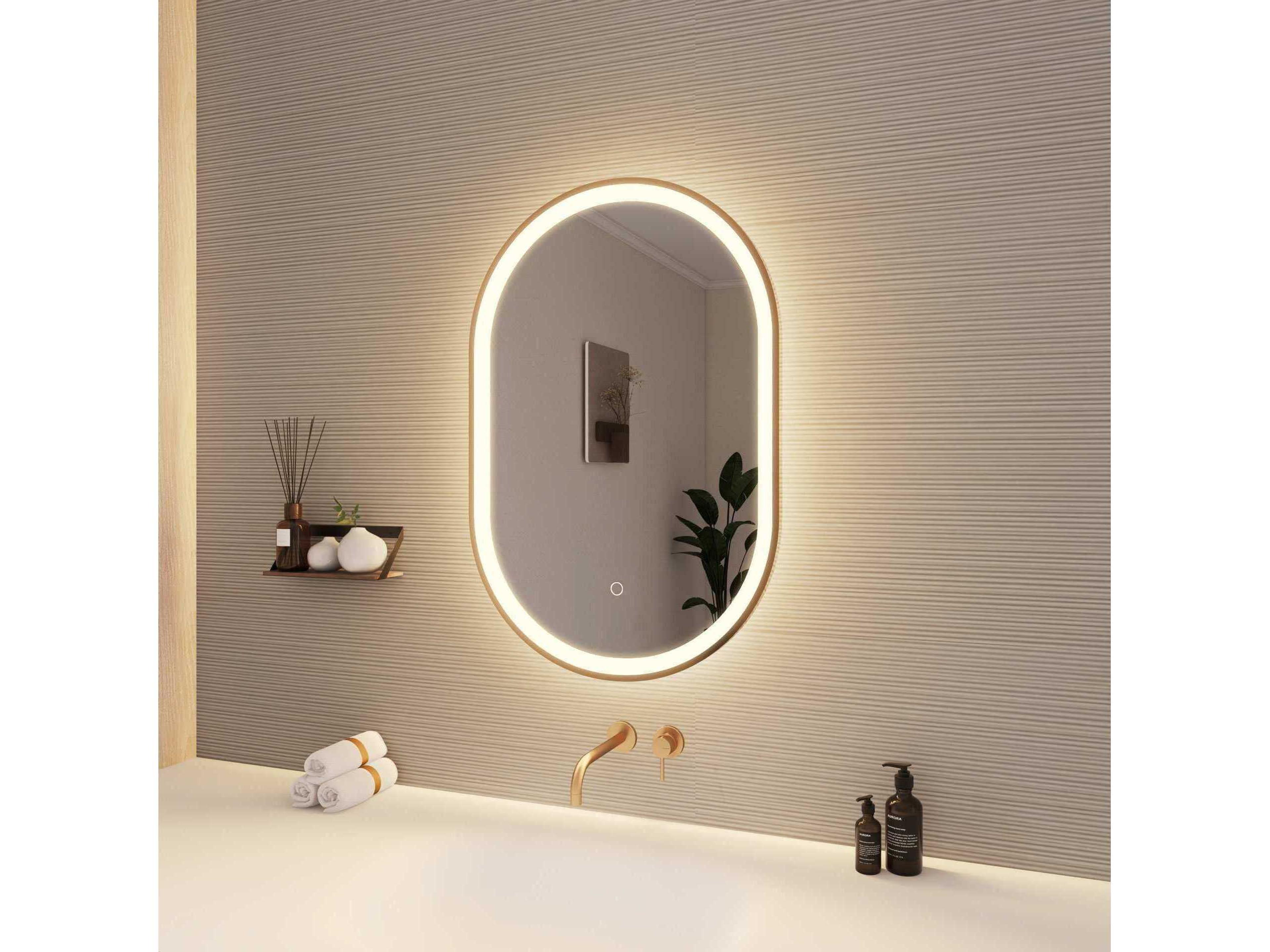 Elegant Lighting Harmoni Satin Gold Oval Wall Mirror