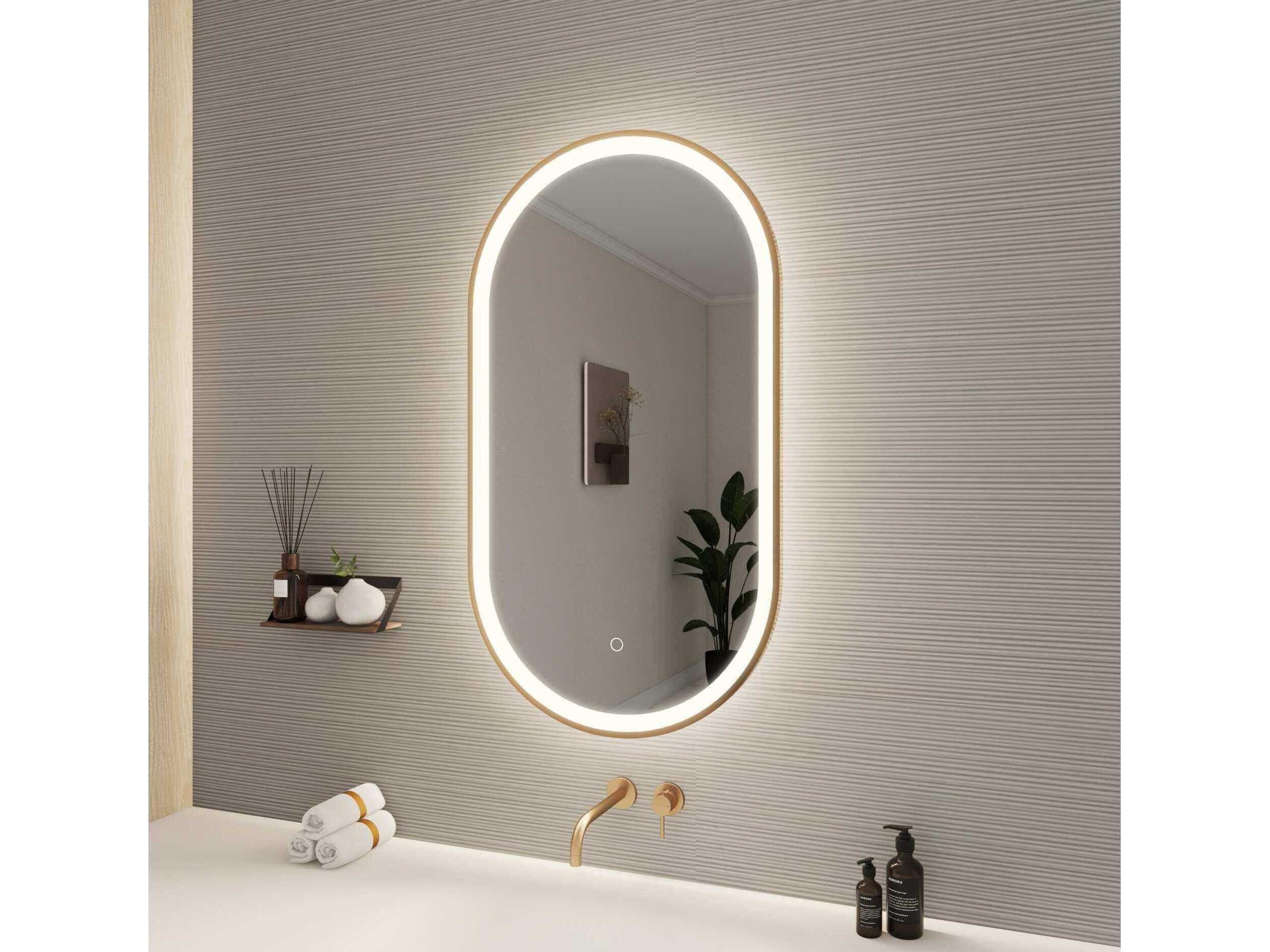 Elegant Lighting Harmoni Satin Gold Oval Wall Mirror