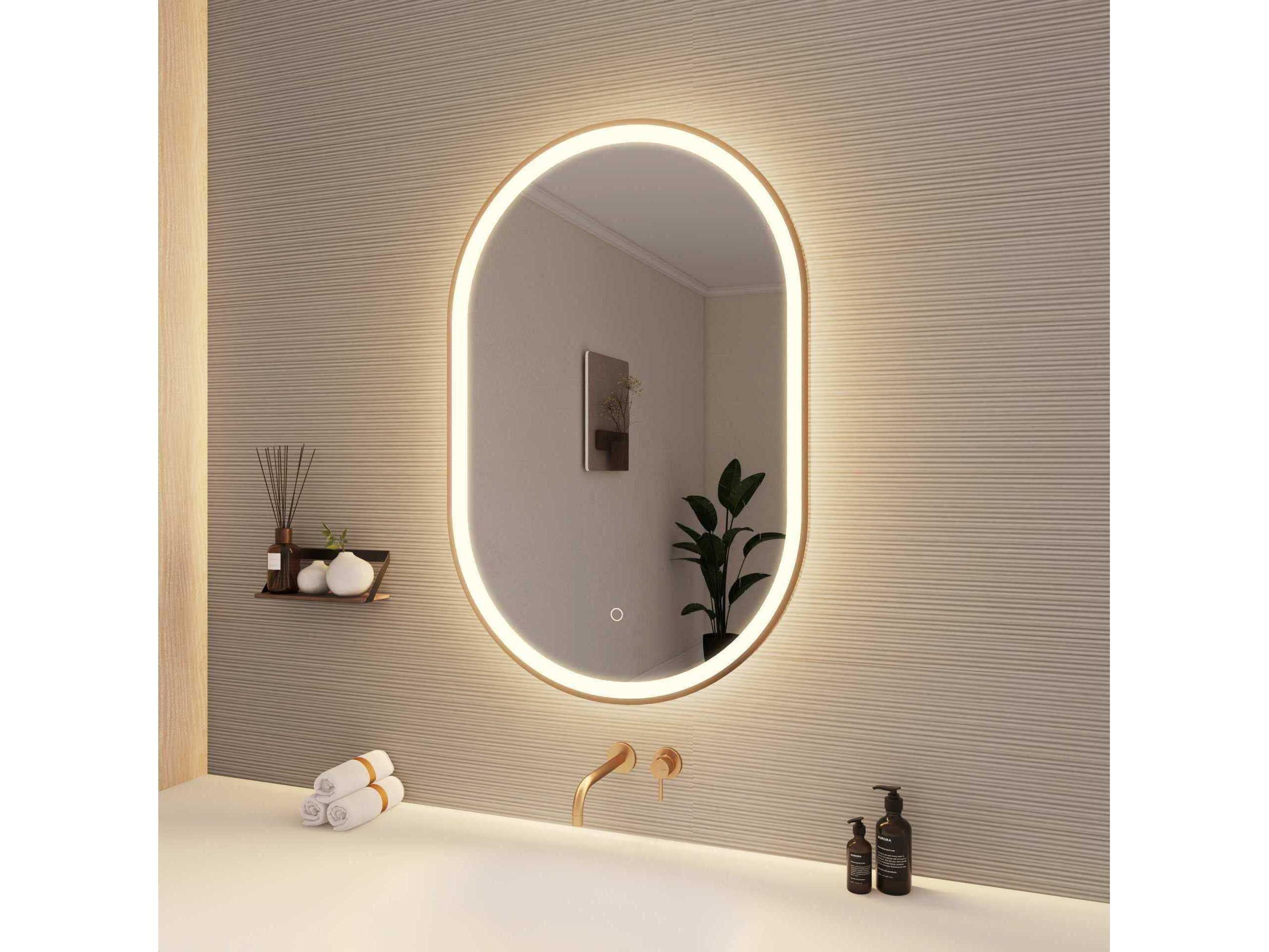 Elegant Lighting Harmoni Satin Gold Oval Wall Mirror