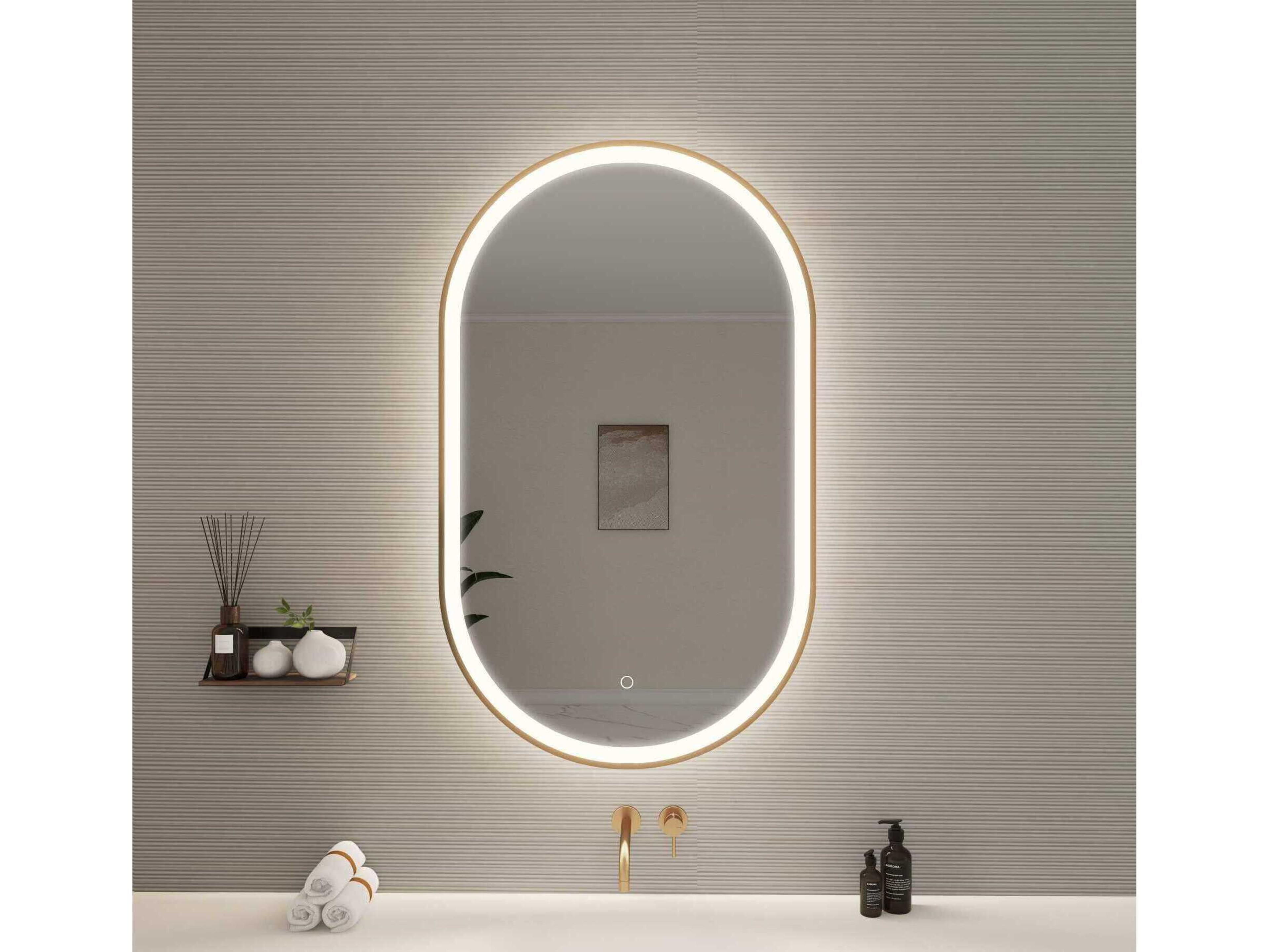 Elegant Lighting Harmoni Satin Gold Oval Wall Mirror