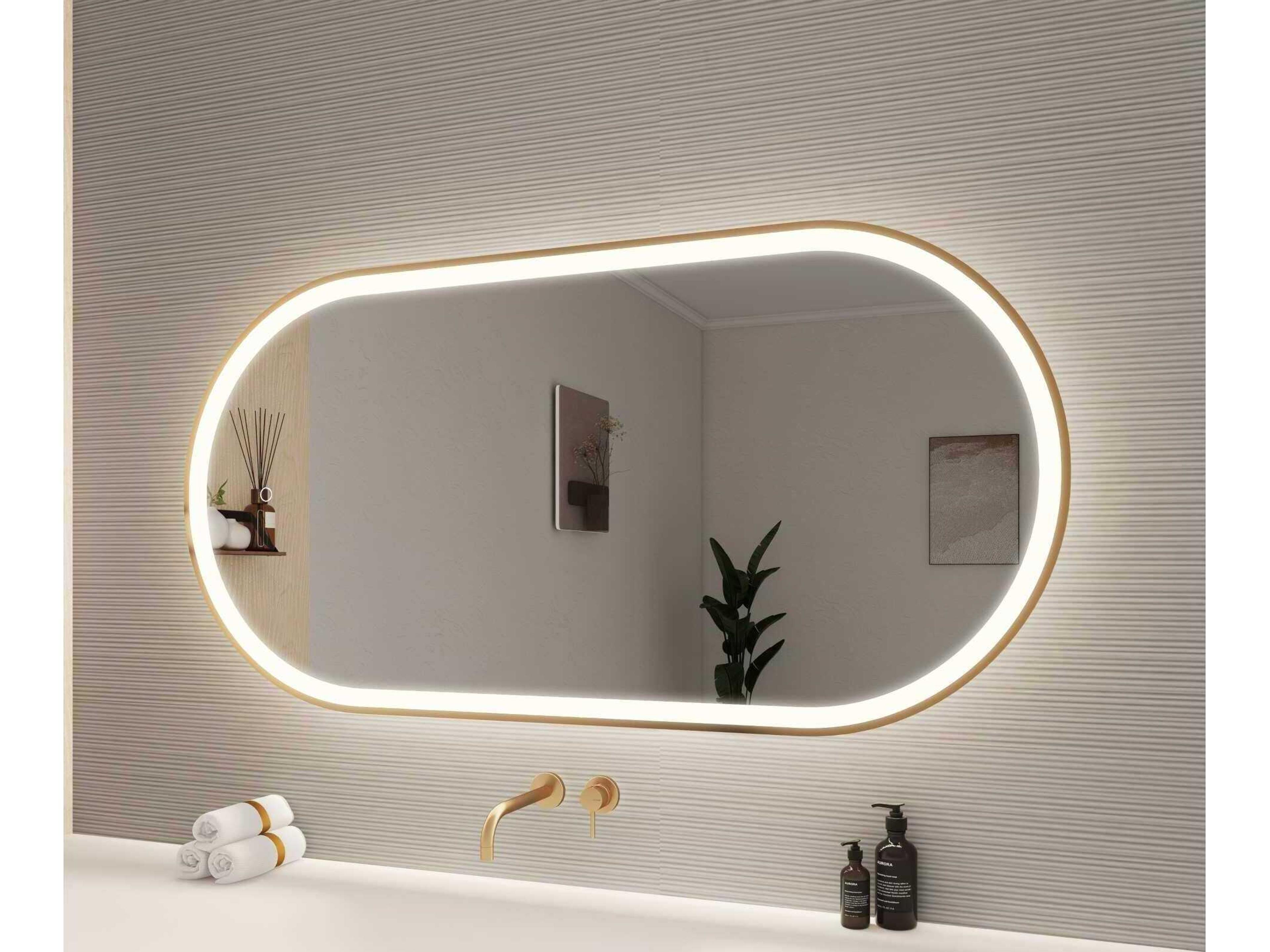 Elegant Lighting Harmoni Satin Gold Oval Wall Mirror