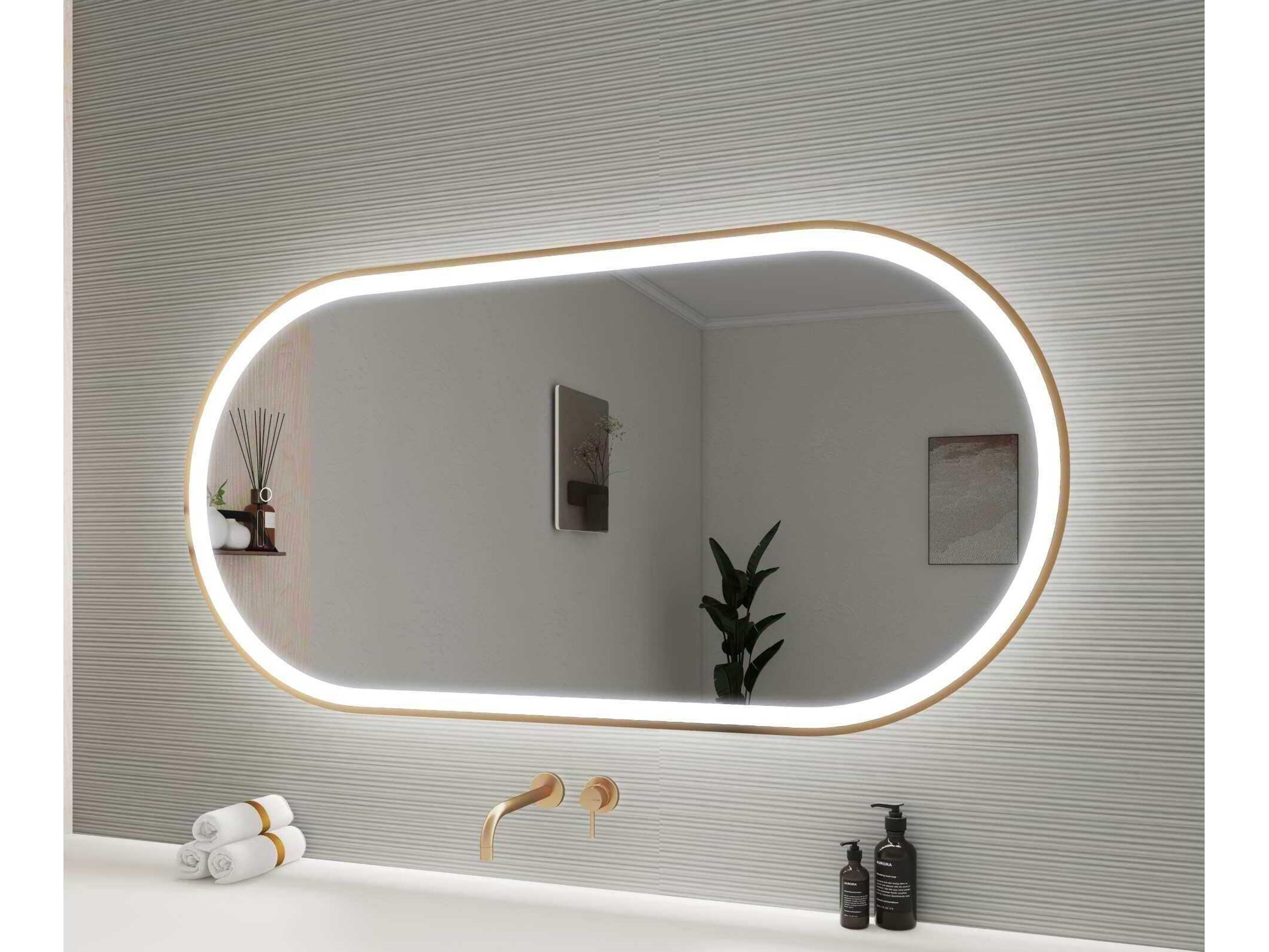 Elegant Lighting Harmoni Satin Gold Oval Wall Mirror