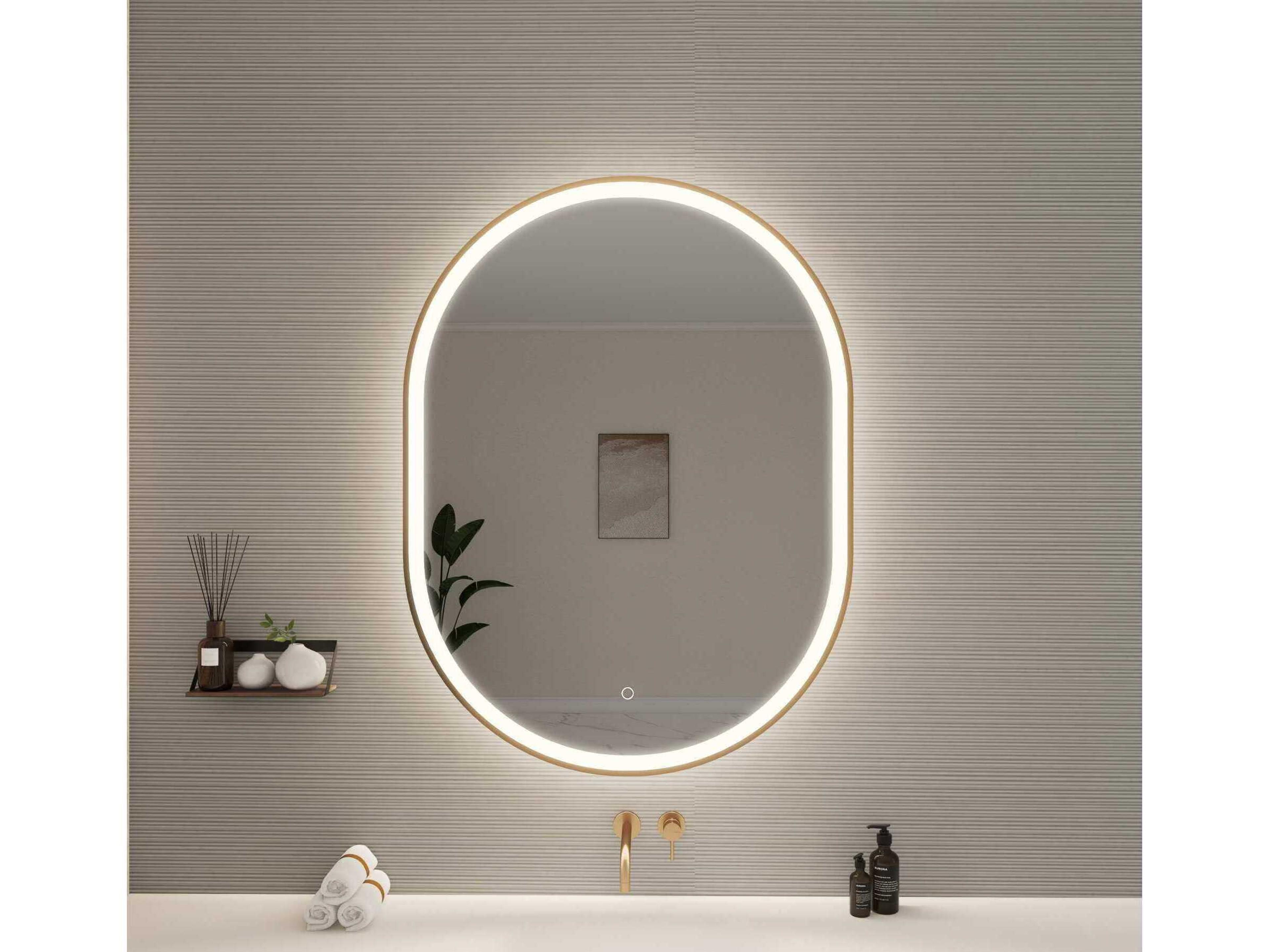 Elegant Lighting Harmoni Satin Gold Oval Wall Mirror