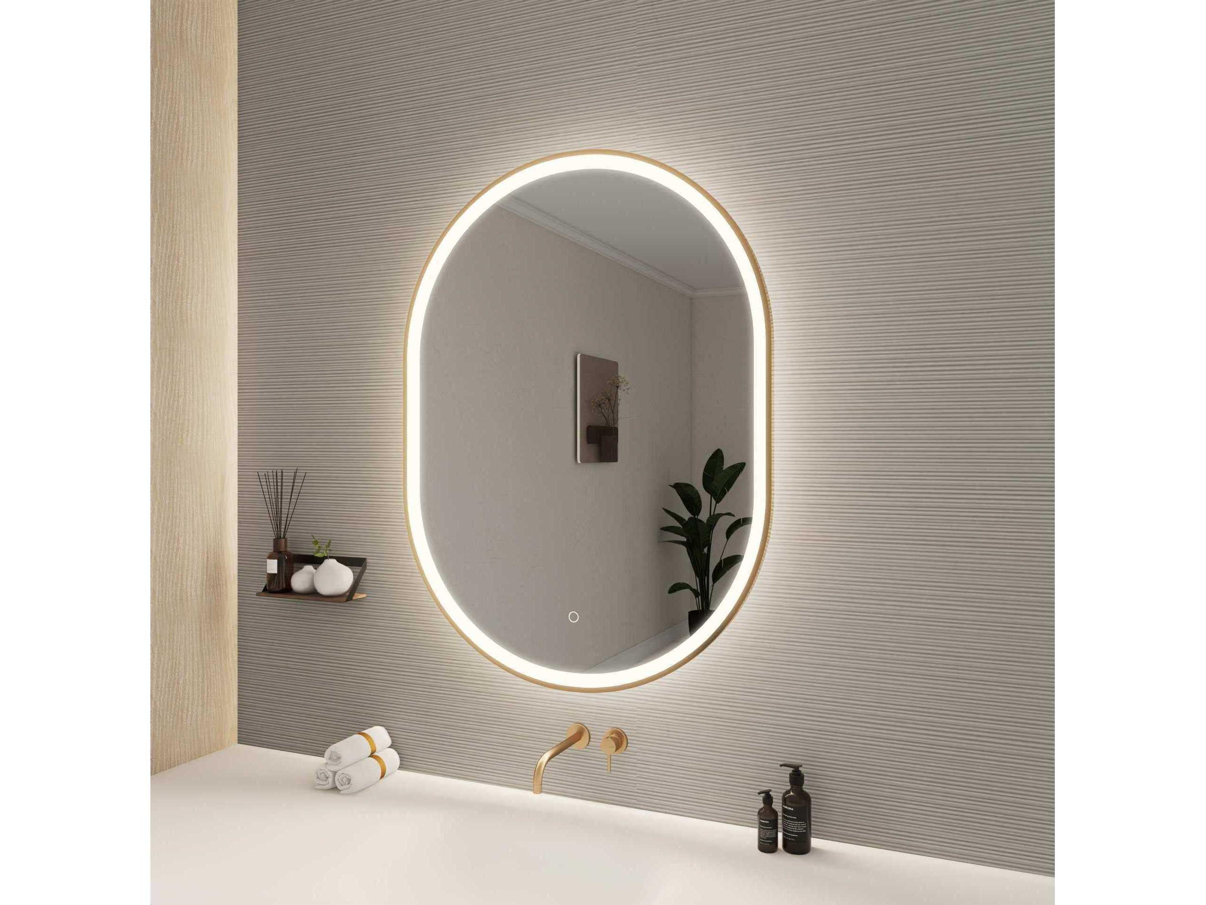 Elegant Lighting Harmoni Satin Gold Oval Wall Mirror