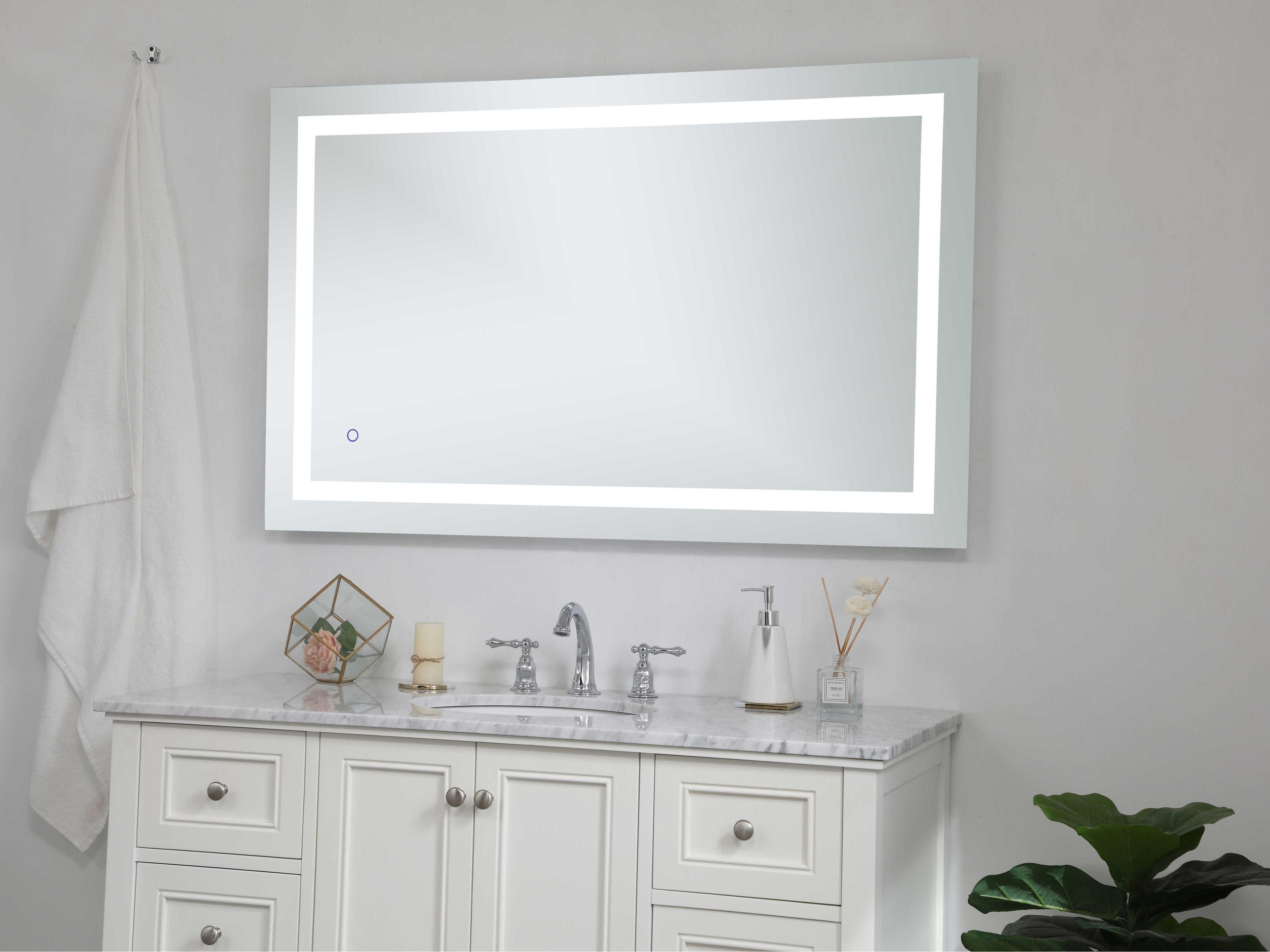 Elegant Lighting Nova Silver Rectangular LED Wall Mirror