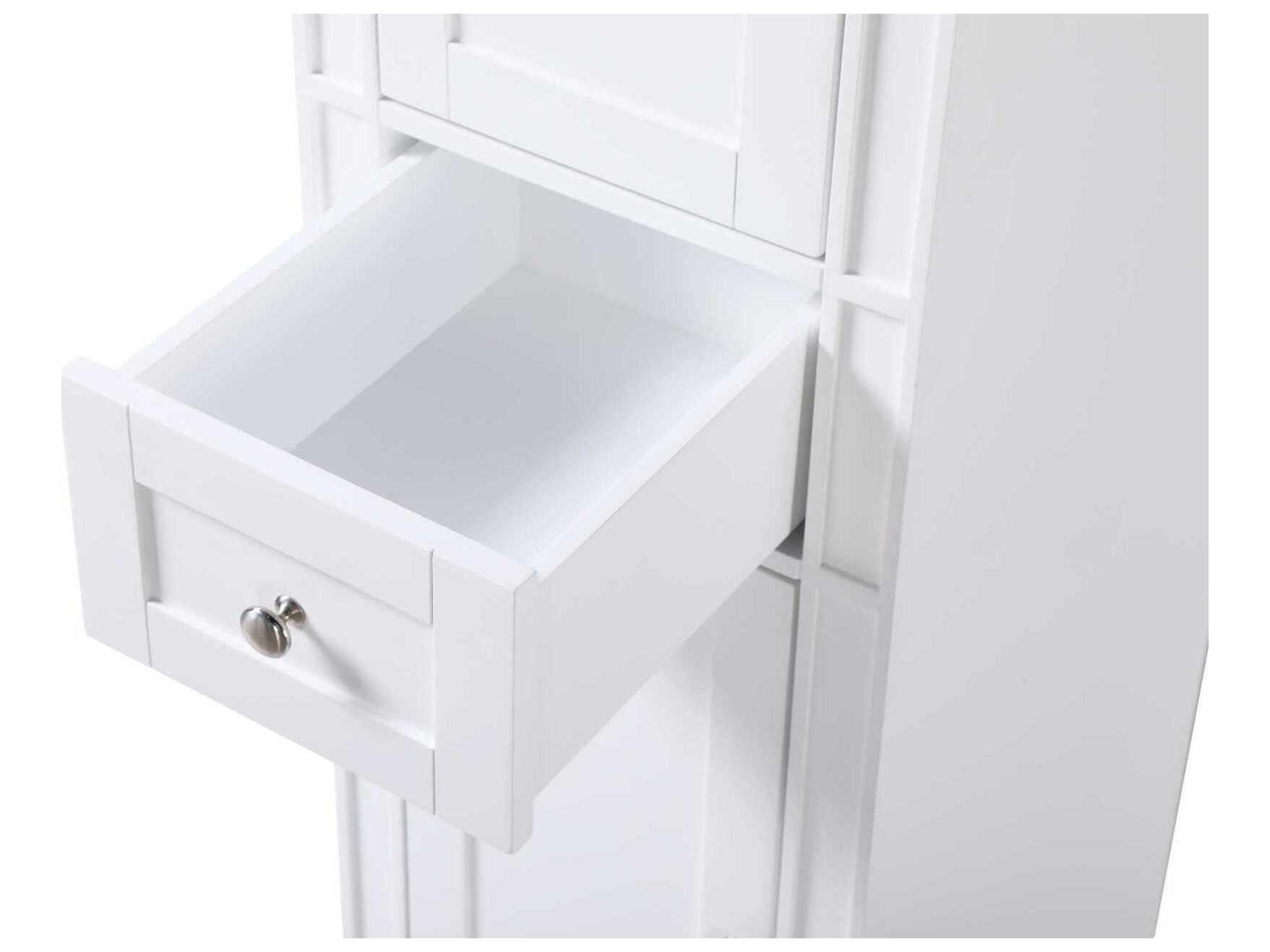 Elegant Lighting Park Avenue White Rubberwood Bath Storage Cabinet