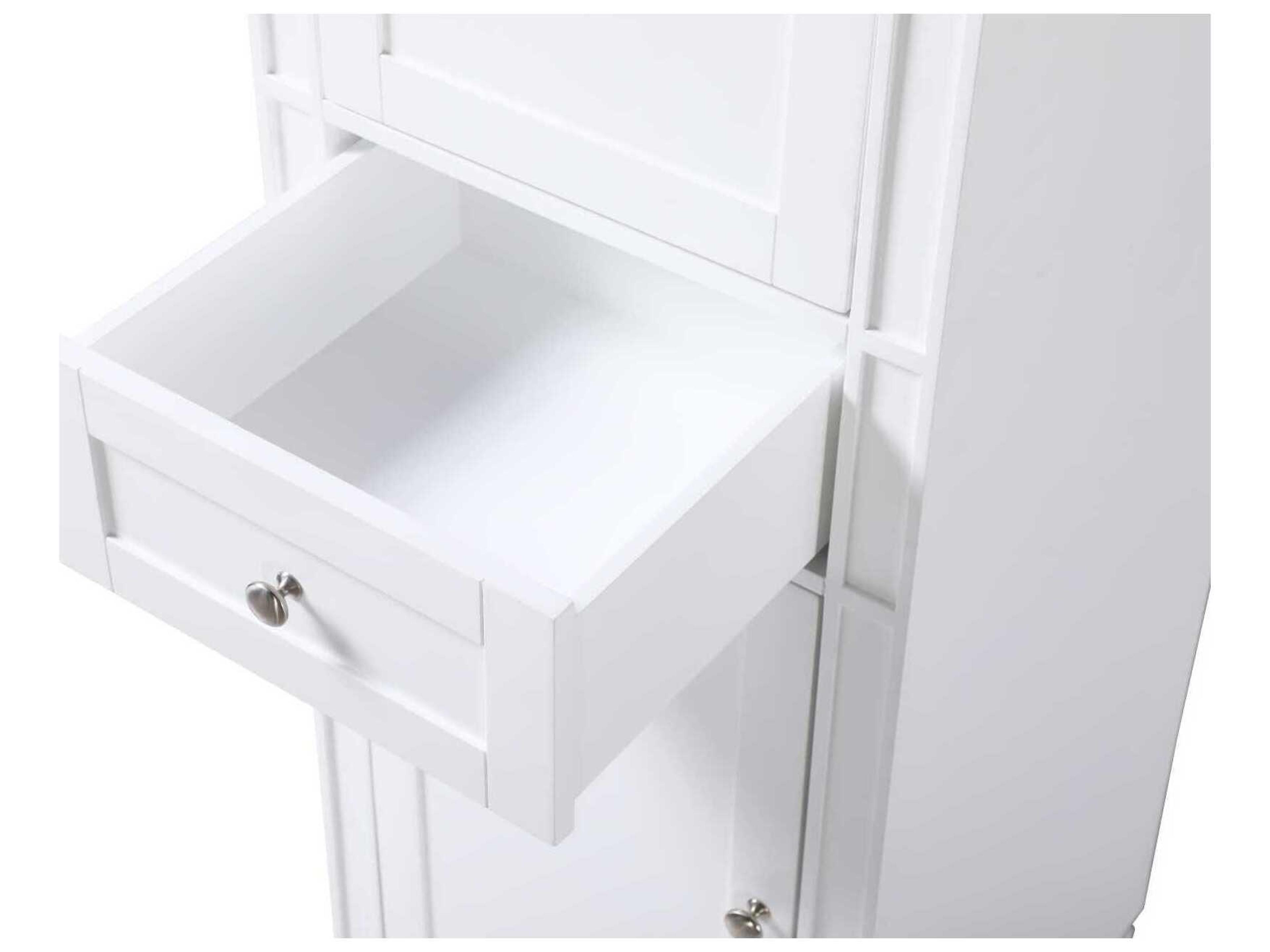 Elegant Lighting Park Avenue White Rubberwood Bath Storage Cabinet