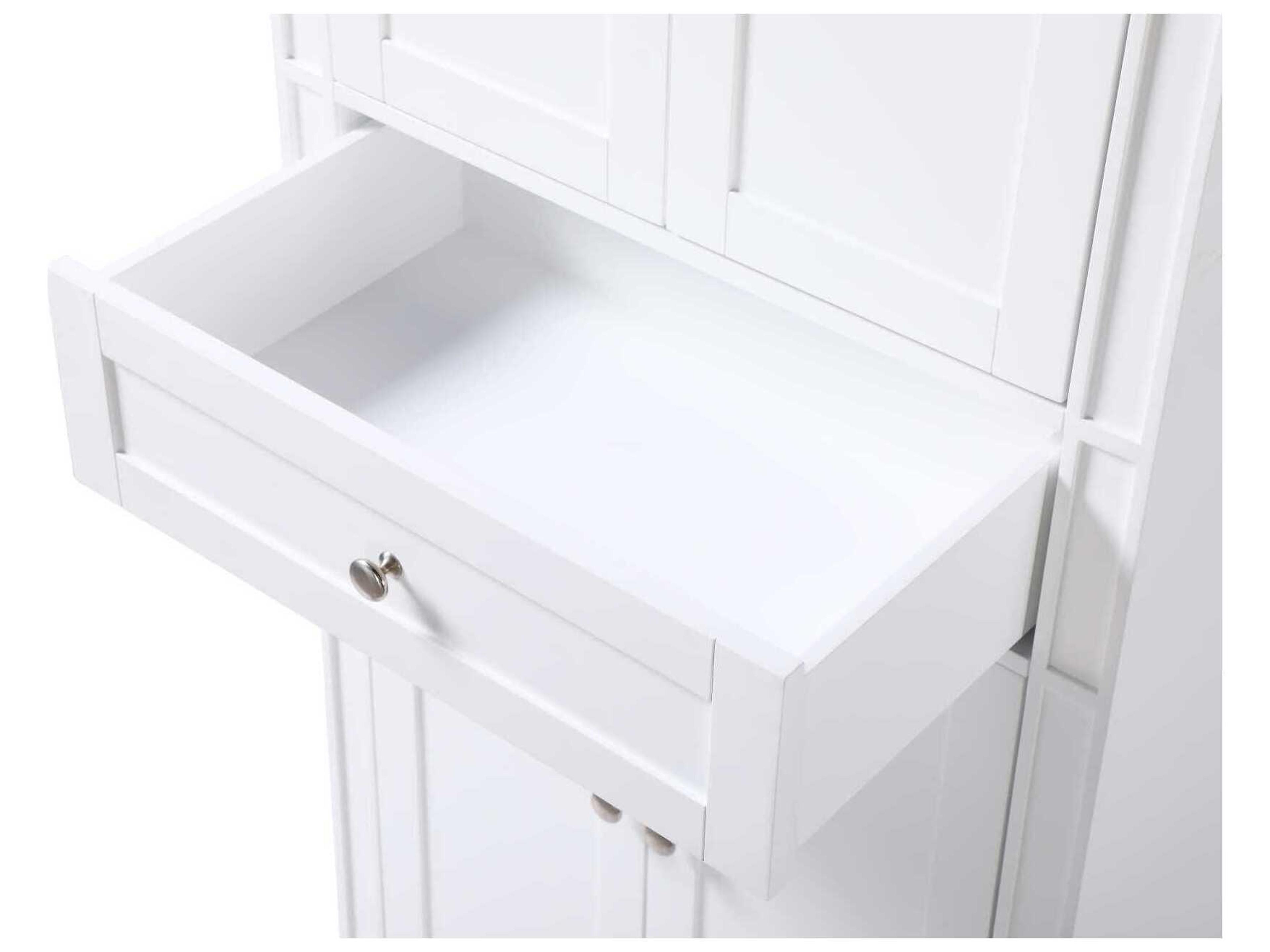 Elegant Lighting Park Avenue White Rubberwood Bath Storage Cabinet