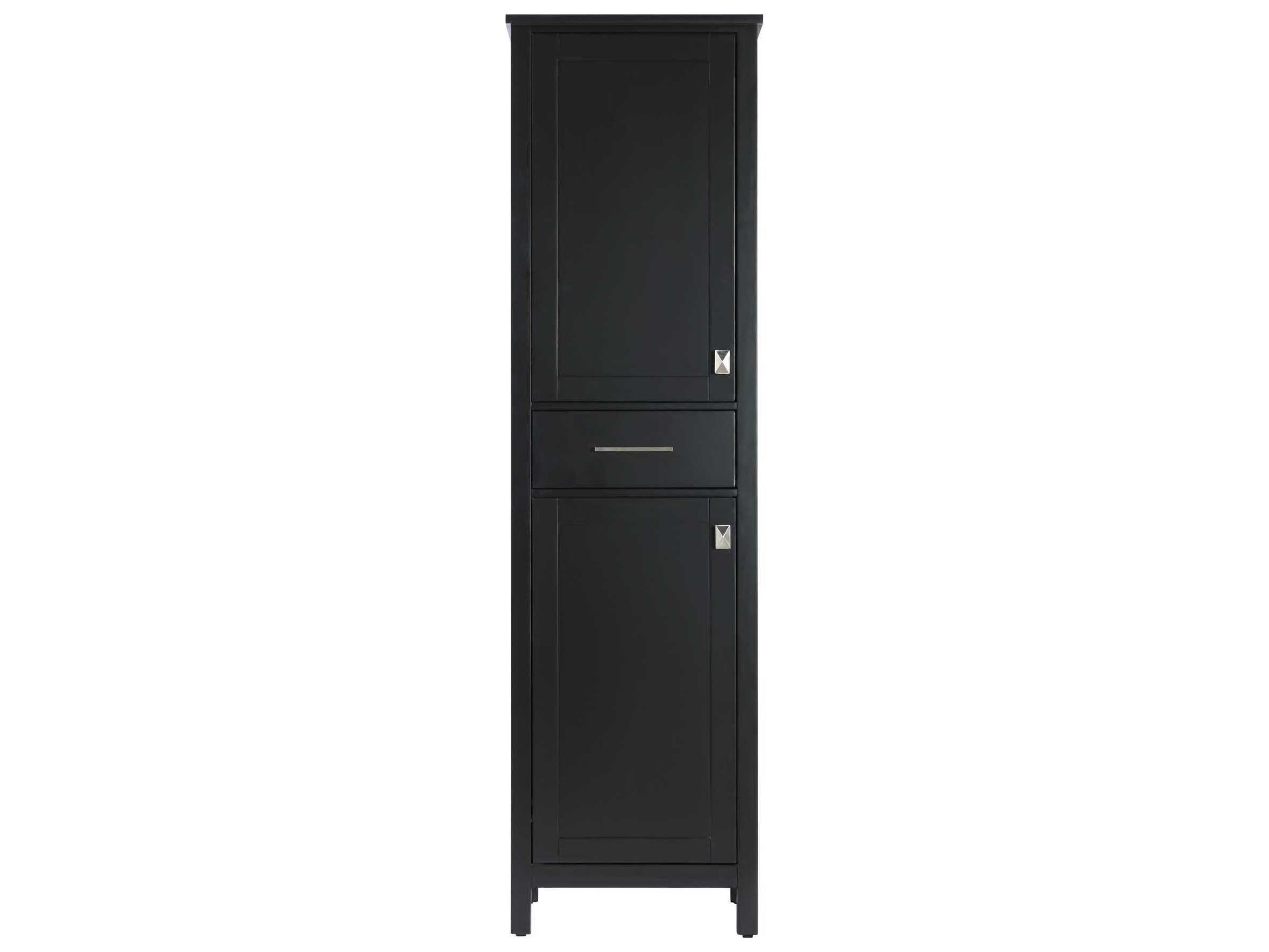 Irene Black Rubberwood Bath Storage Cabinet