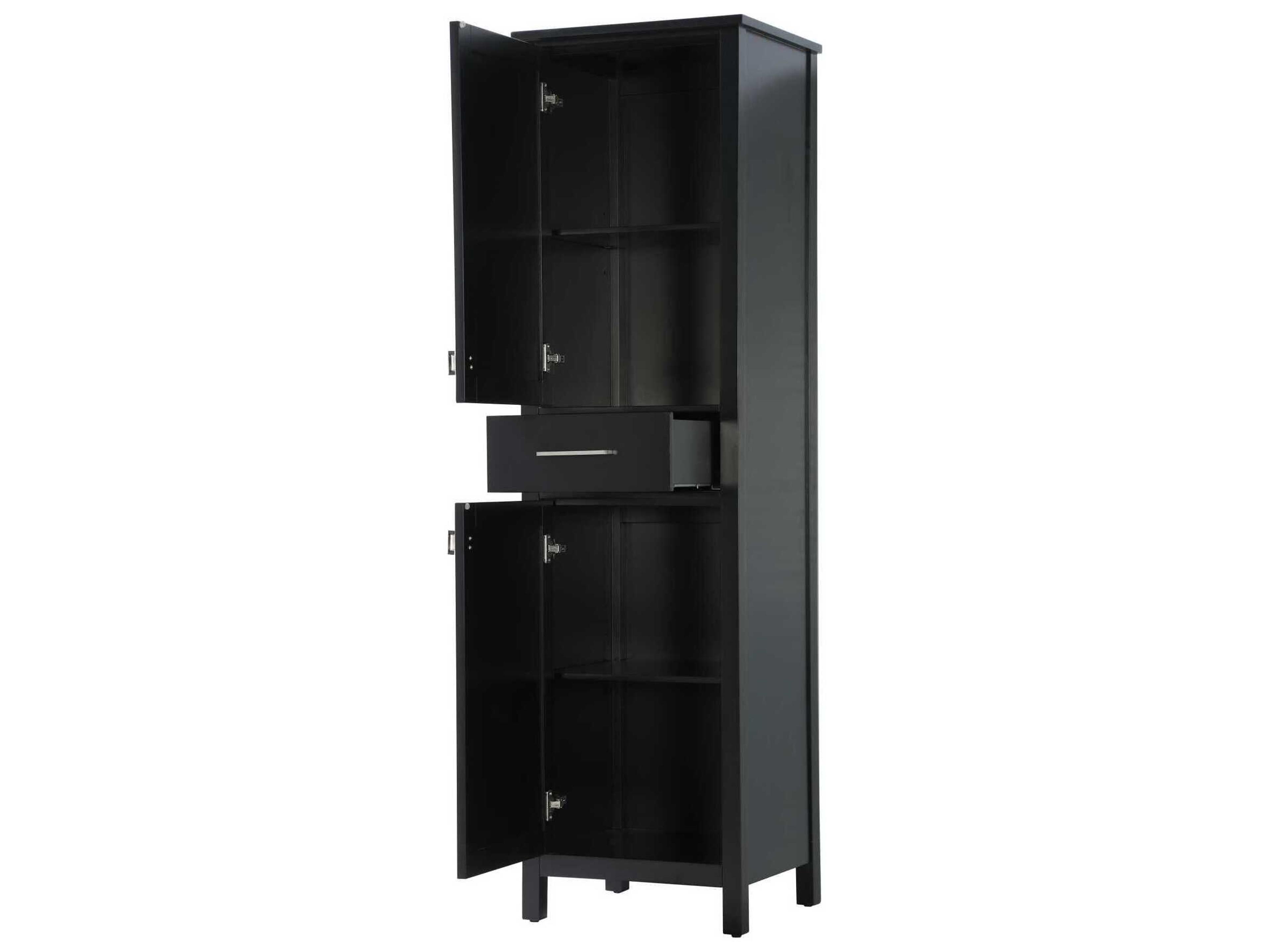 Elegant Lighting Irene Black Rubberwood Bath Storage Cabinet