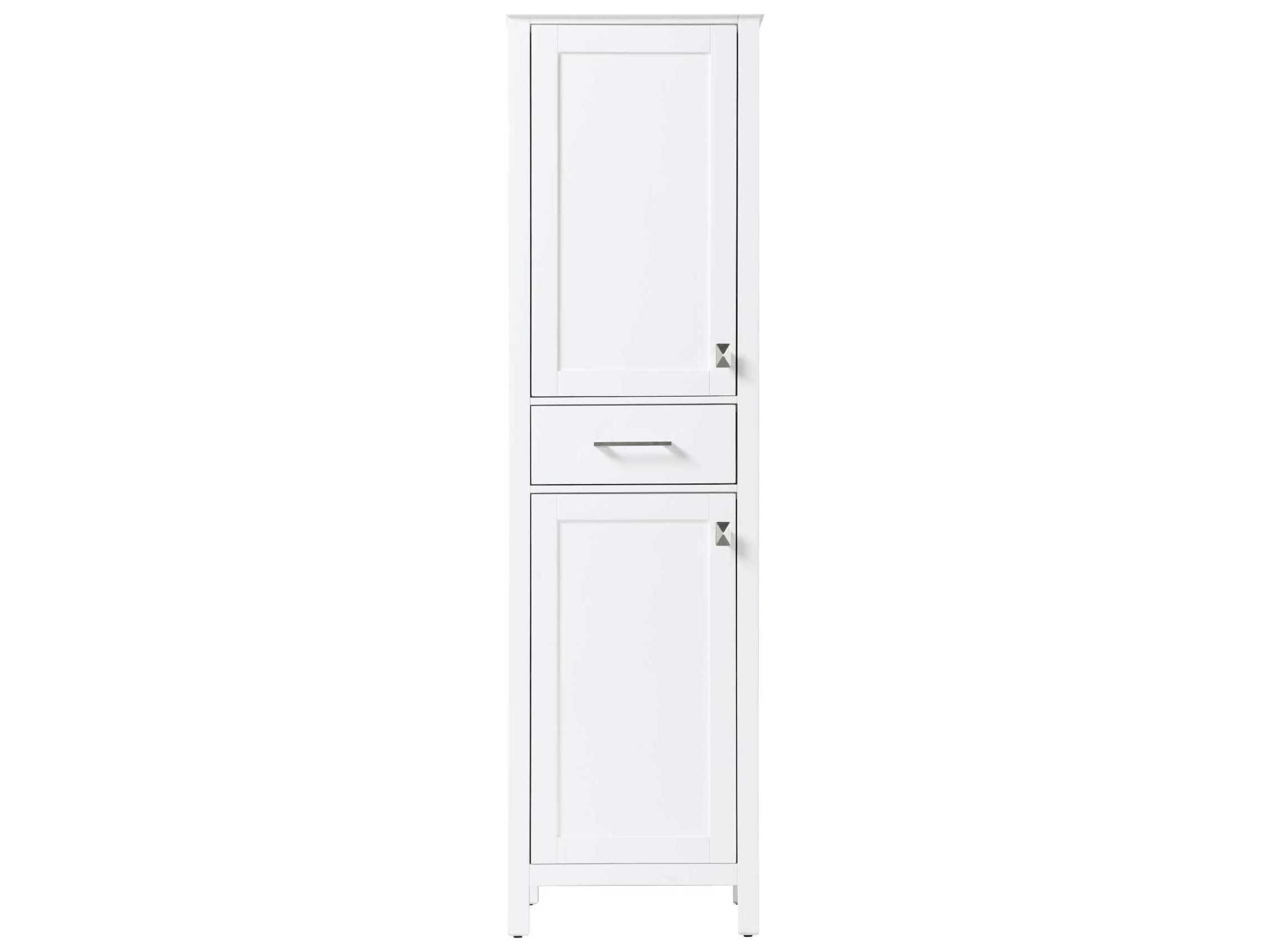Irene White Rubberwood Bath Storage Cabinet