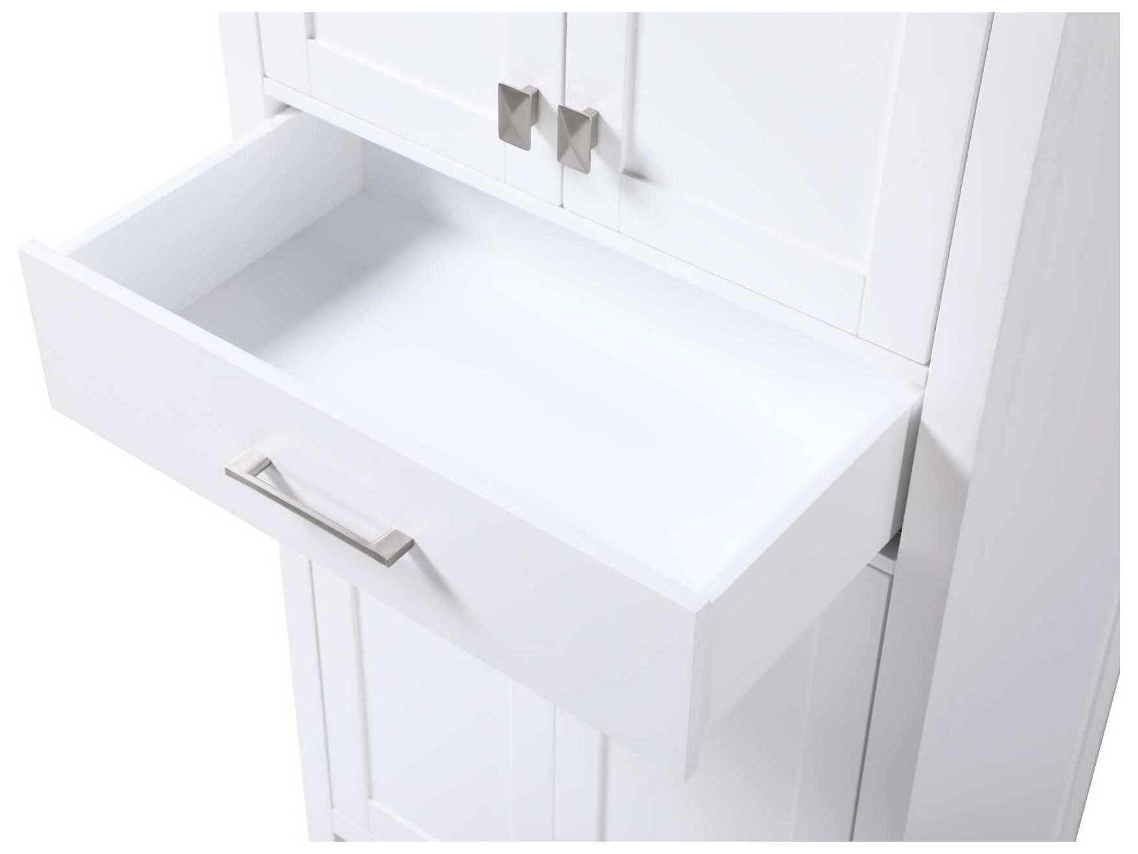 Elegant Lighting Irene White Rubberwood Bath Storage Cabinet