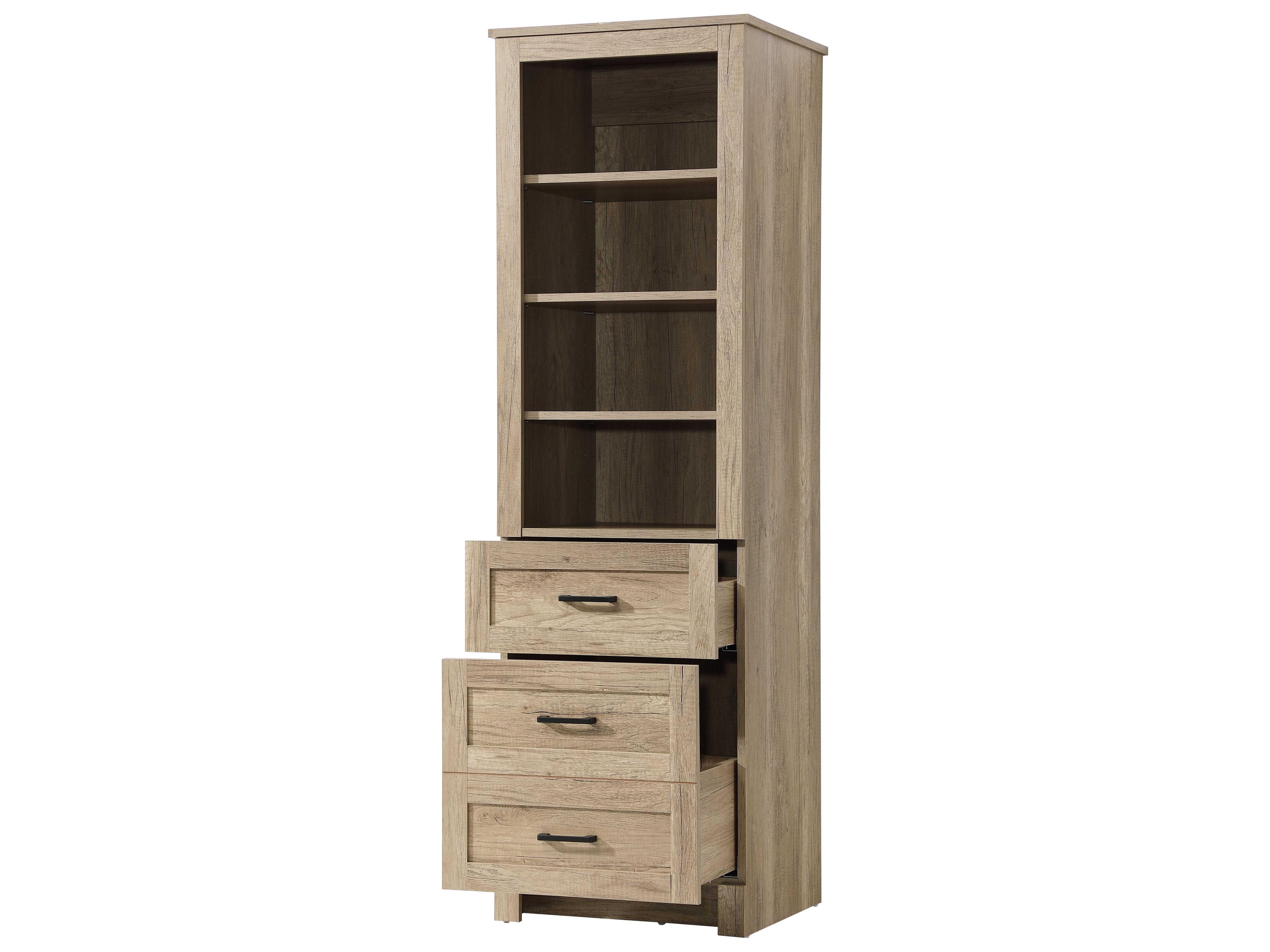 Elegant Lighting Soma Natural Oak Brown Bath Storage Glass Cabinet