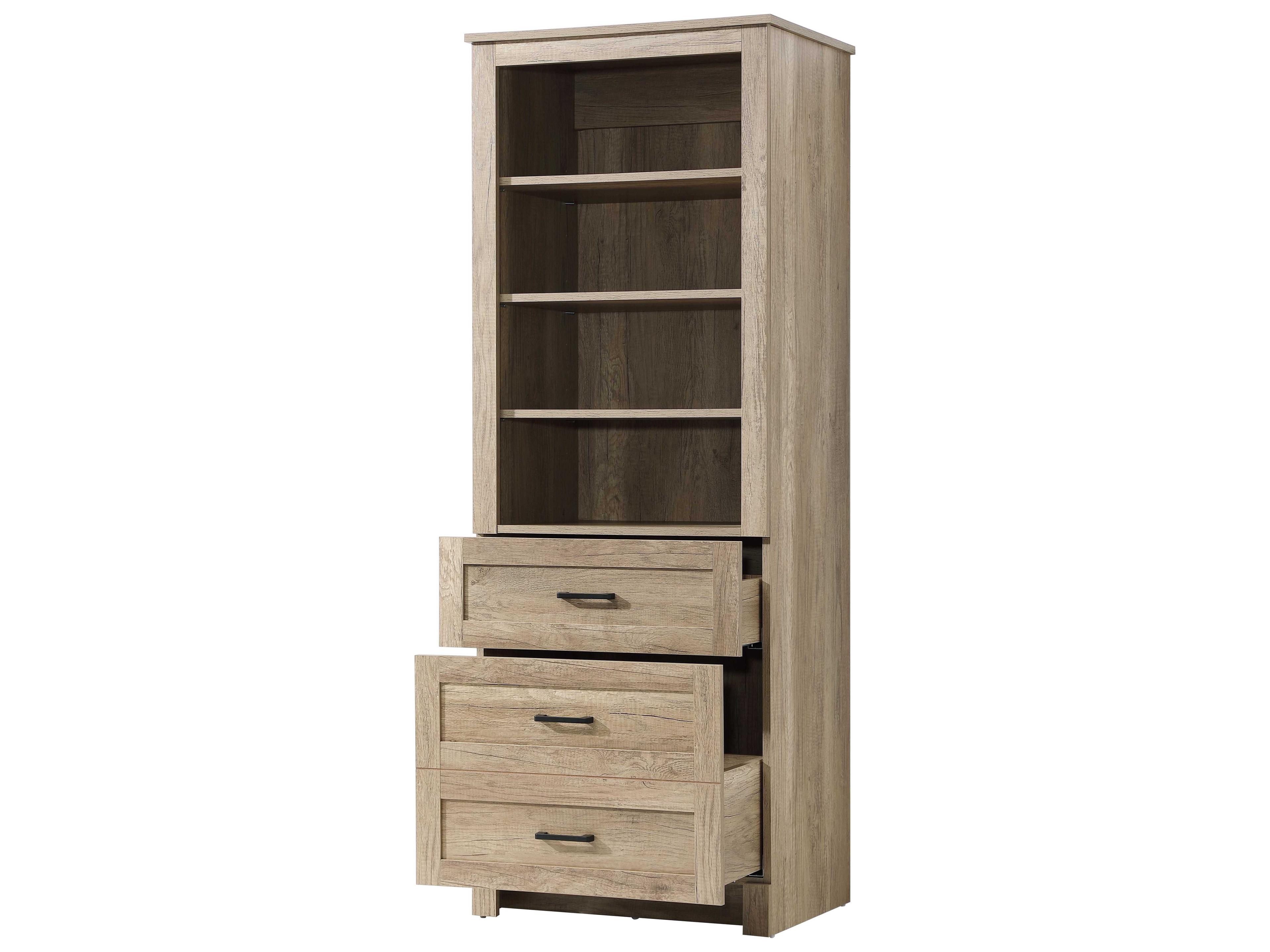 Elegant Lighting Soma Natural Oak Brown Bath Storage Glass Cabinet