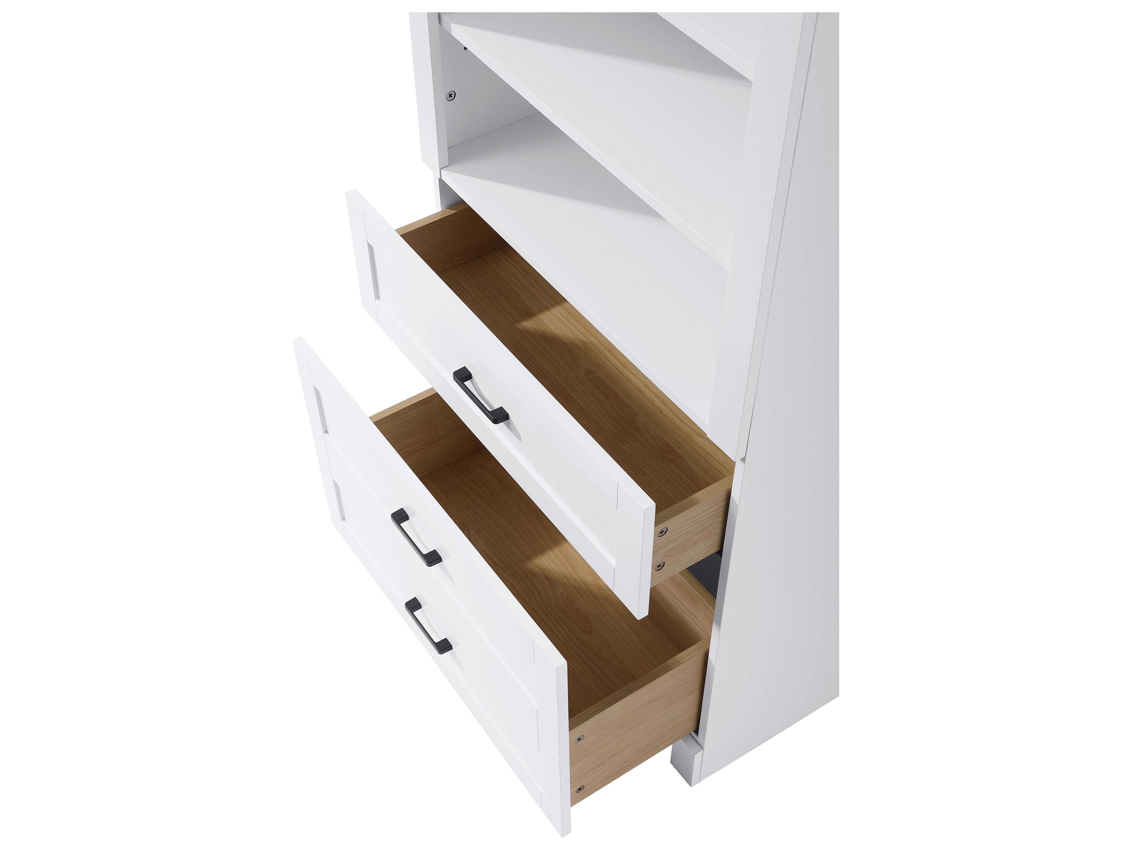 Elegant Lighting Soma White Bath Storage Glass Cabinet