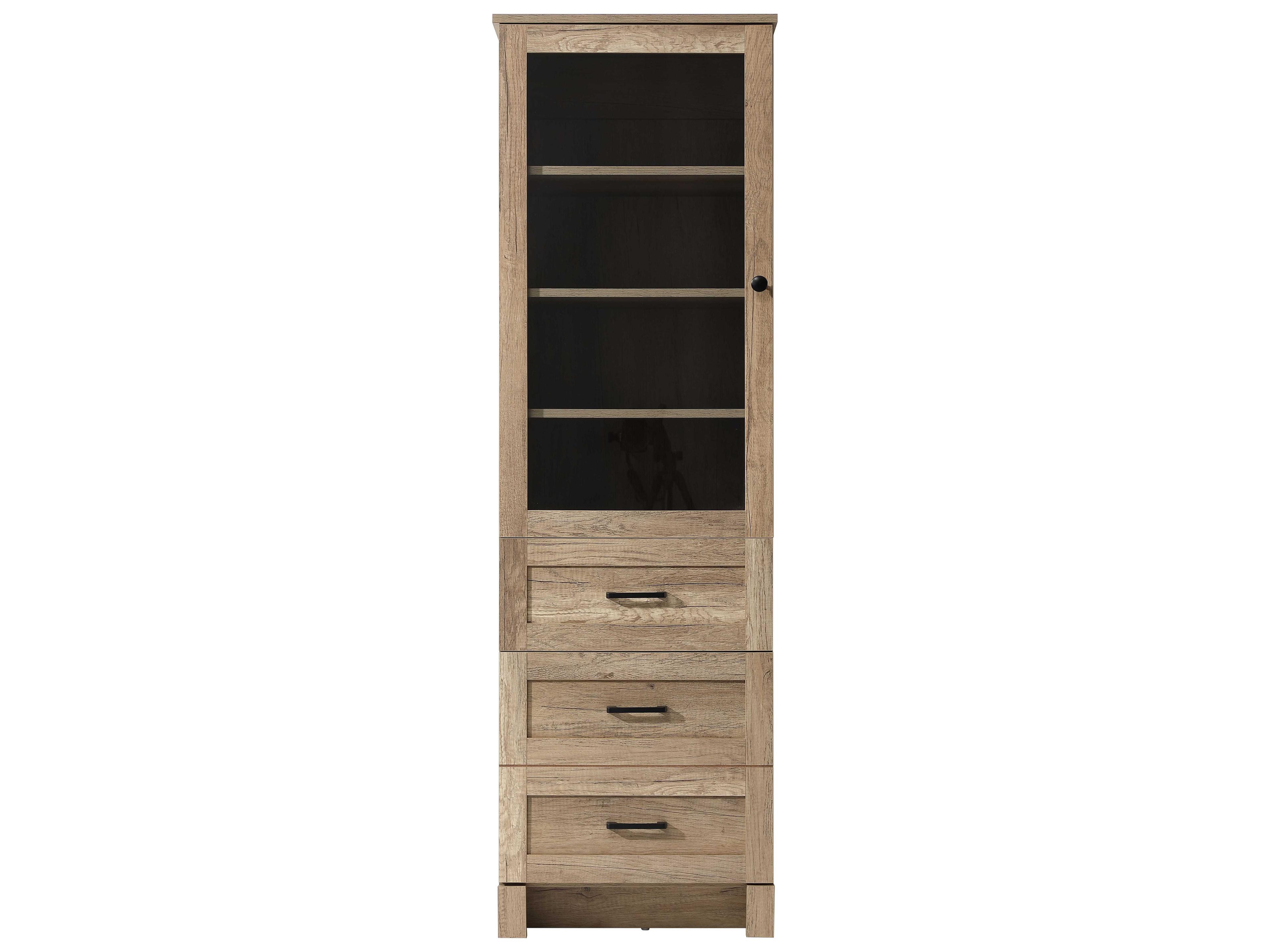 Soma Natural Oak Brown Bath Storage Glass Cabinet