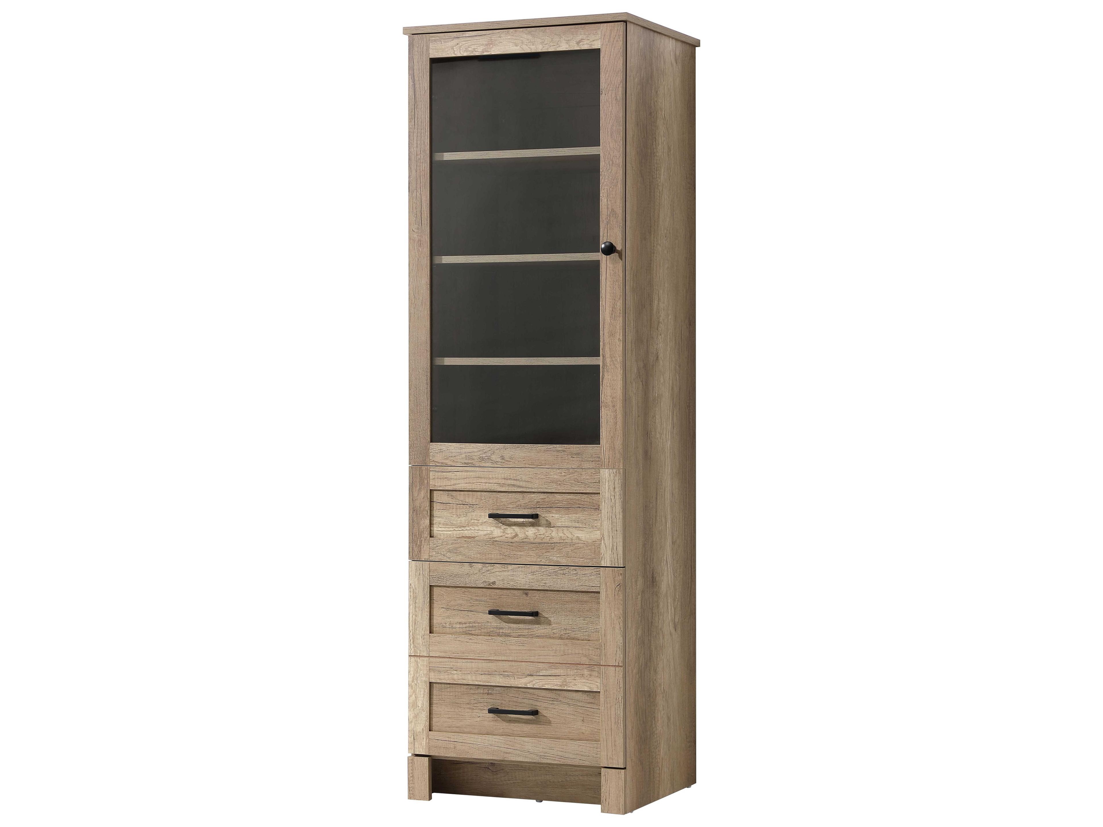 Elegant Lighting Soma Natural Oak Brown Bath Storage Glass Cabinet