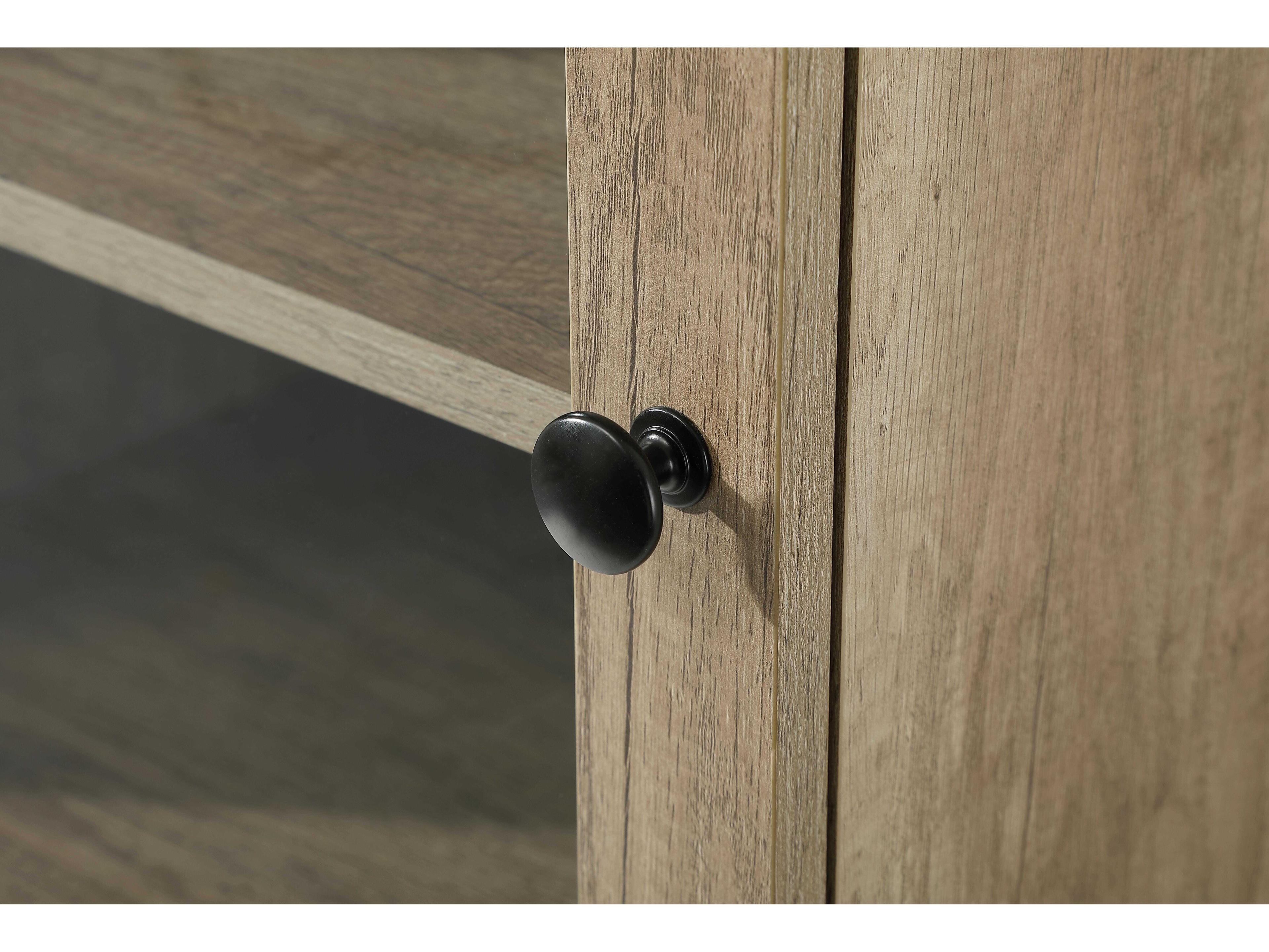 Elegant Lighting Soma Natural Oak Brown Bath Storage Glass Cabinet