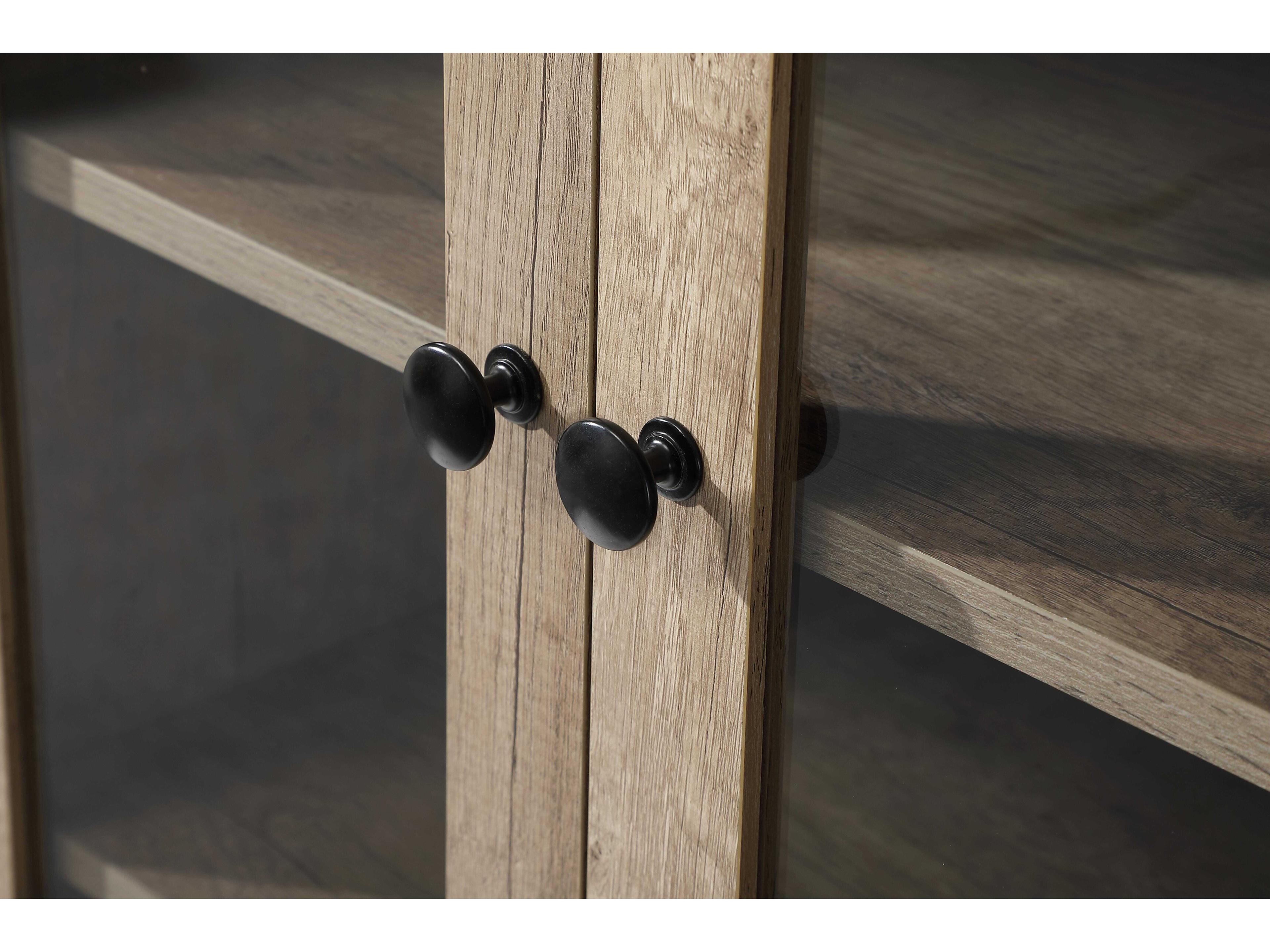 Elegant Lighting Soma Natural Oak Brown Bath Storage Glass Cabinet