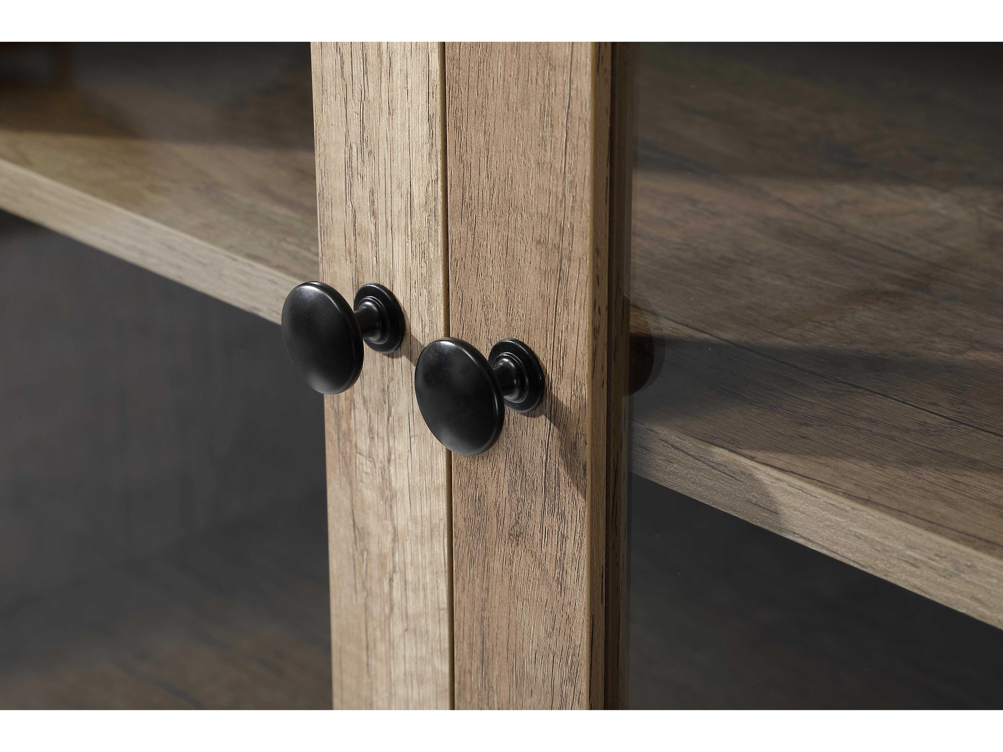 Elegant Lighting Soma Natural Oak Brown Bath Storage Glass Cabinet