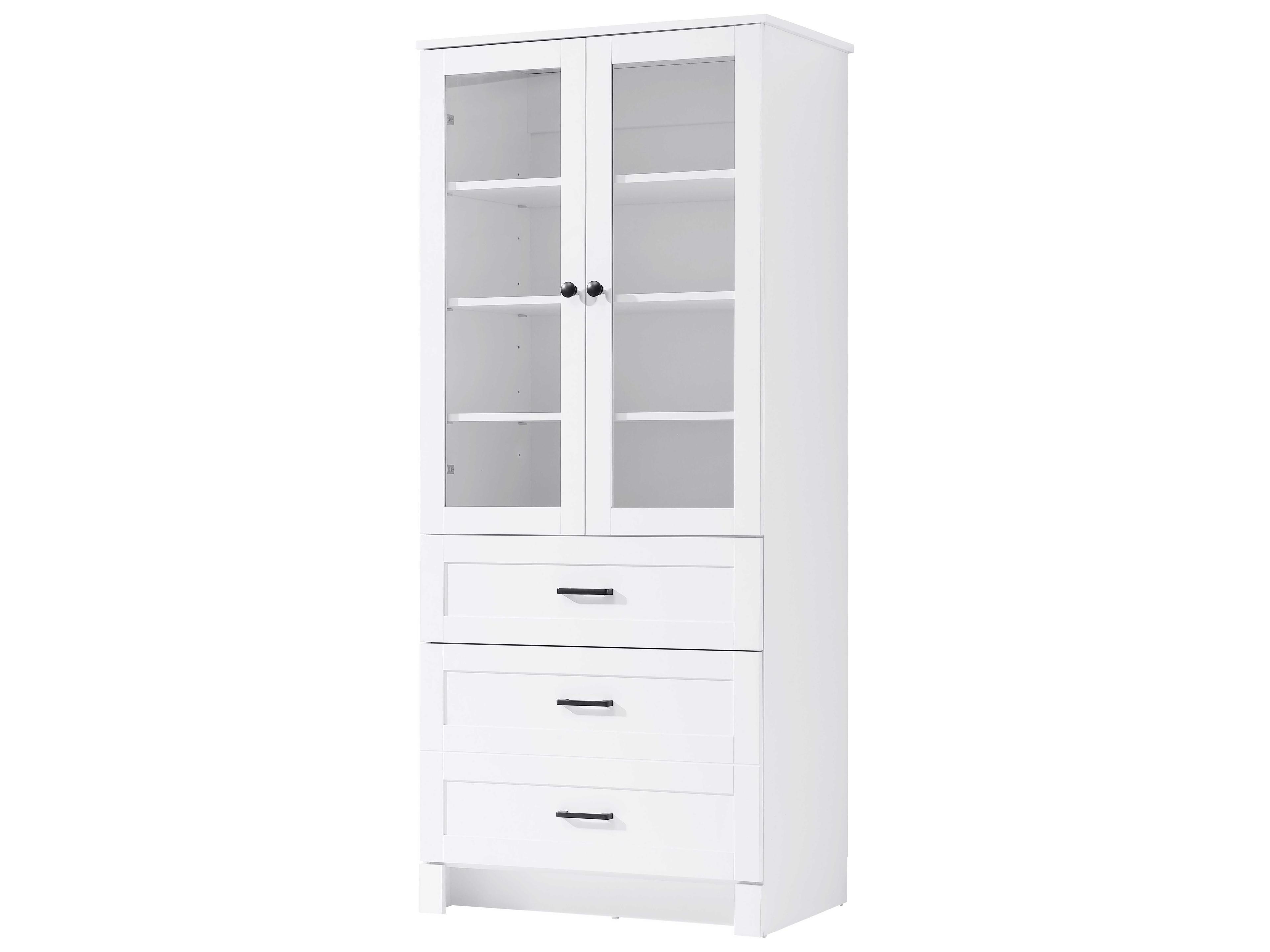 Elegant Lighting Soma White Bath Storage Glass Cabinet