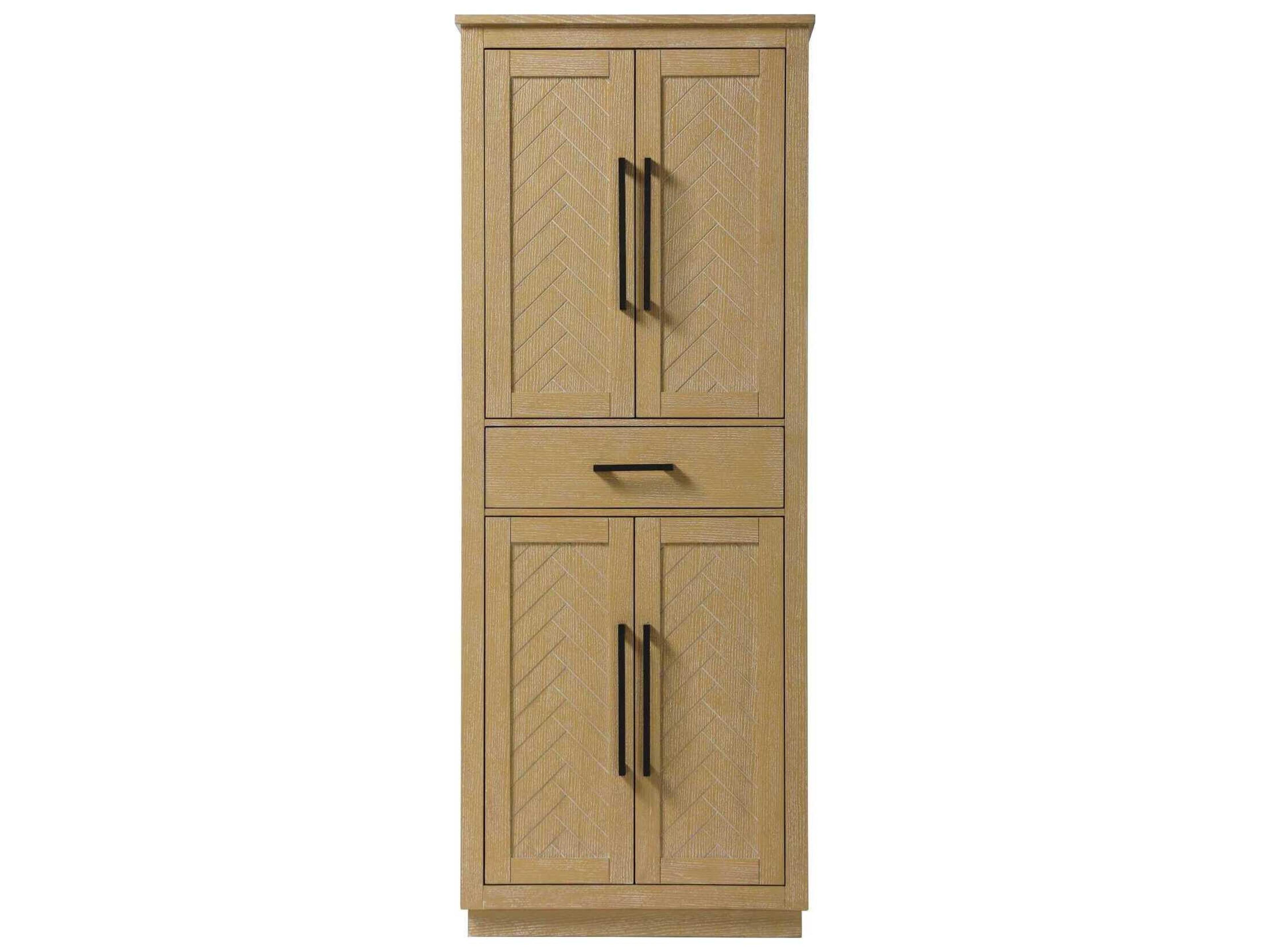 Chase Linen Oak Brown Rubberwood Bath Storage Cabinet