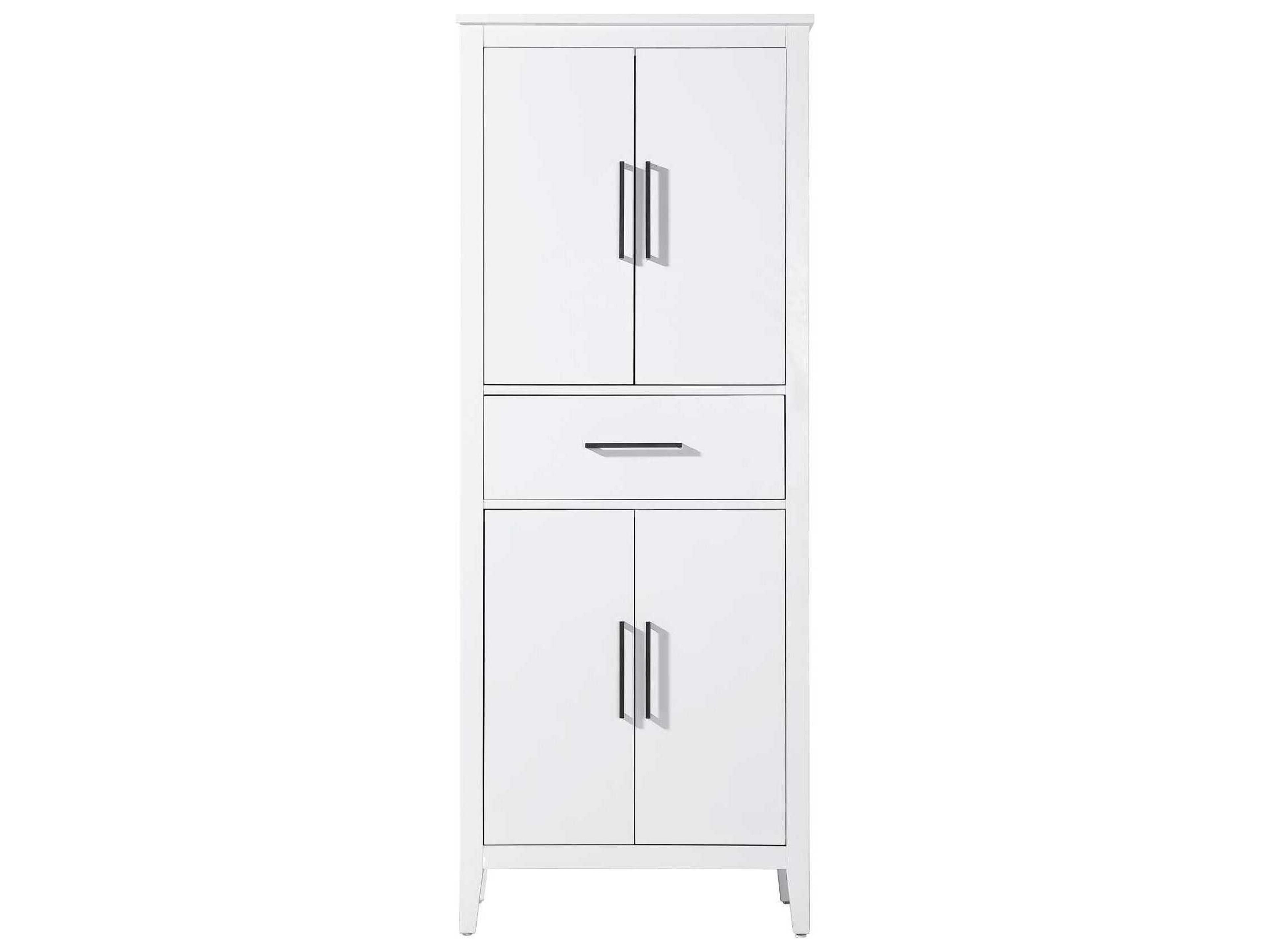 Millie White Rubberwood Bath Storage Cabinet