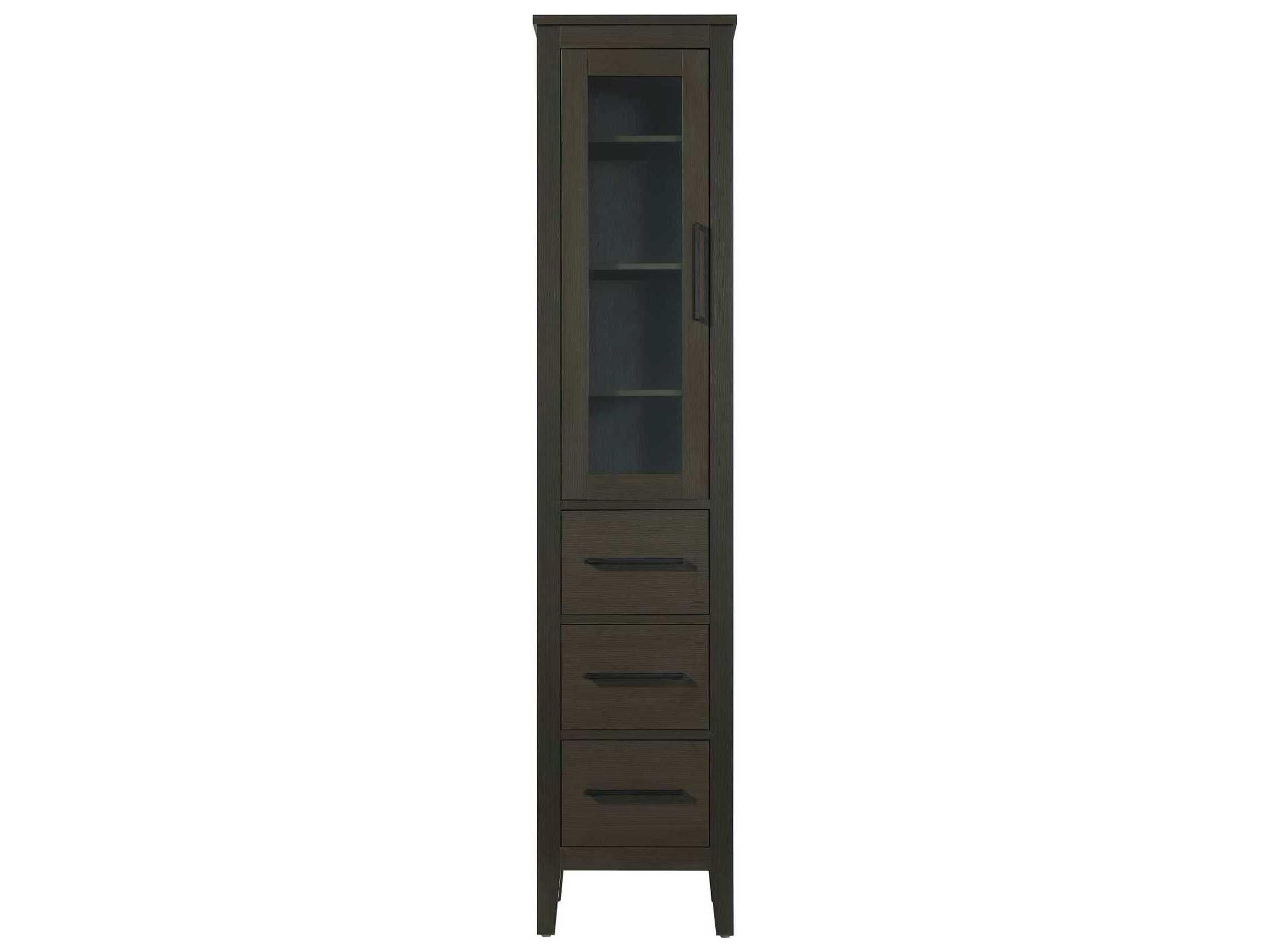 Millie Mocha Brown Rubberwood Bath Storage Glass Cabinet