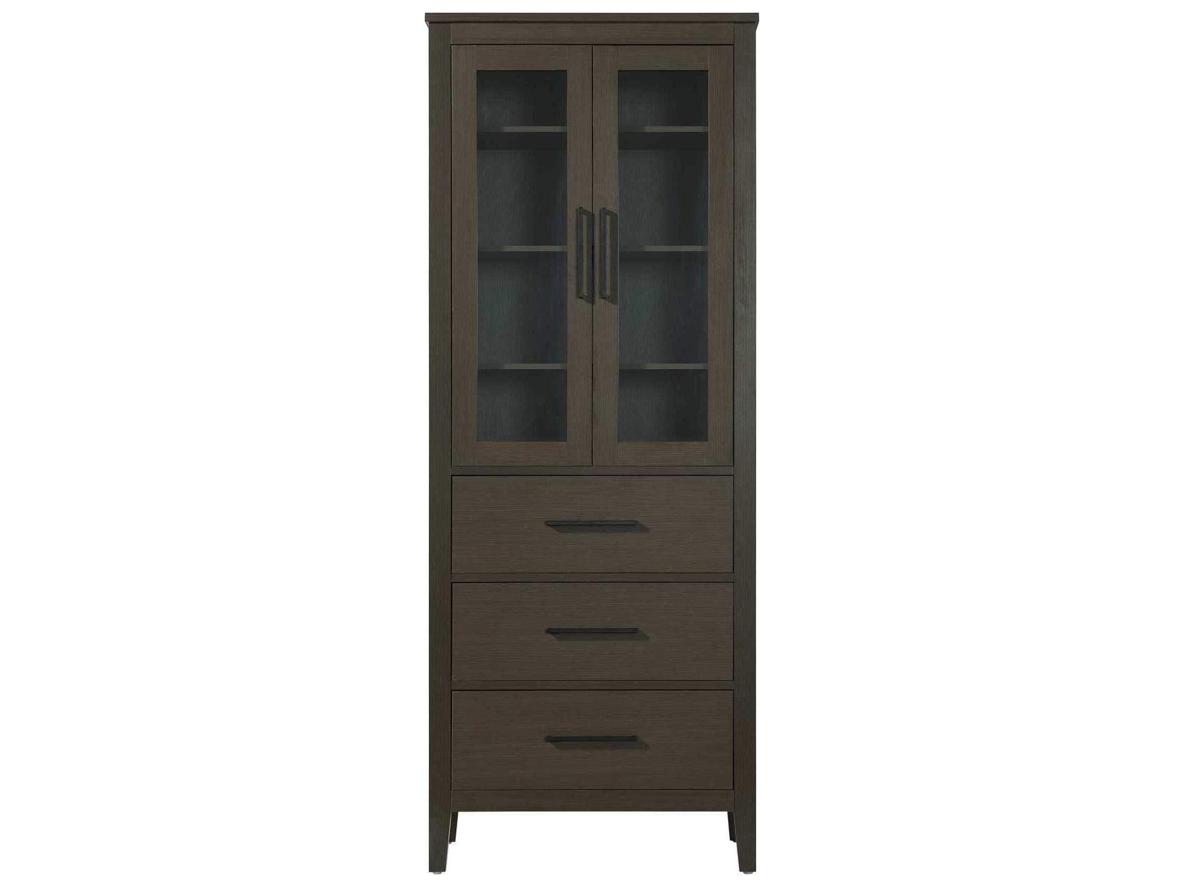 Millie Mocha Brown Rubberwood Bath Storage Glass Cabinet