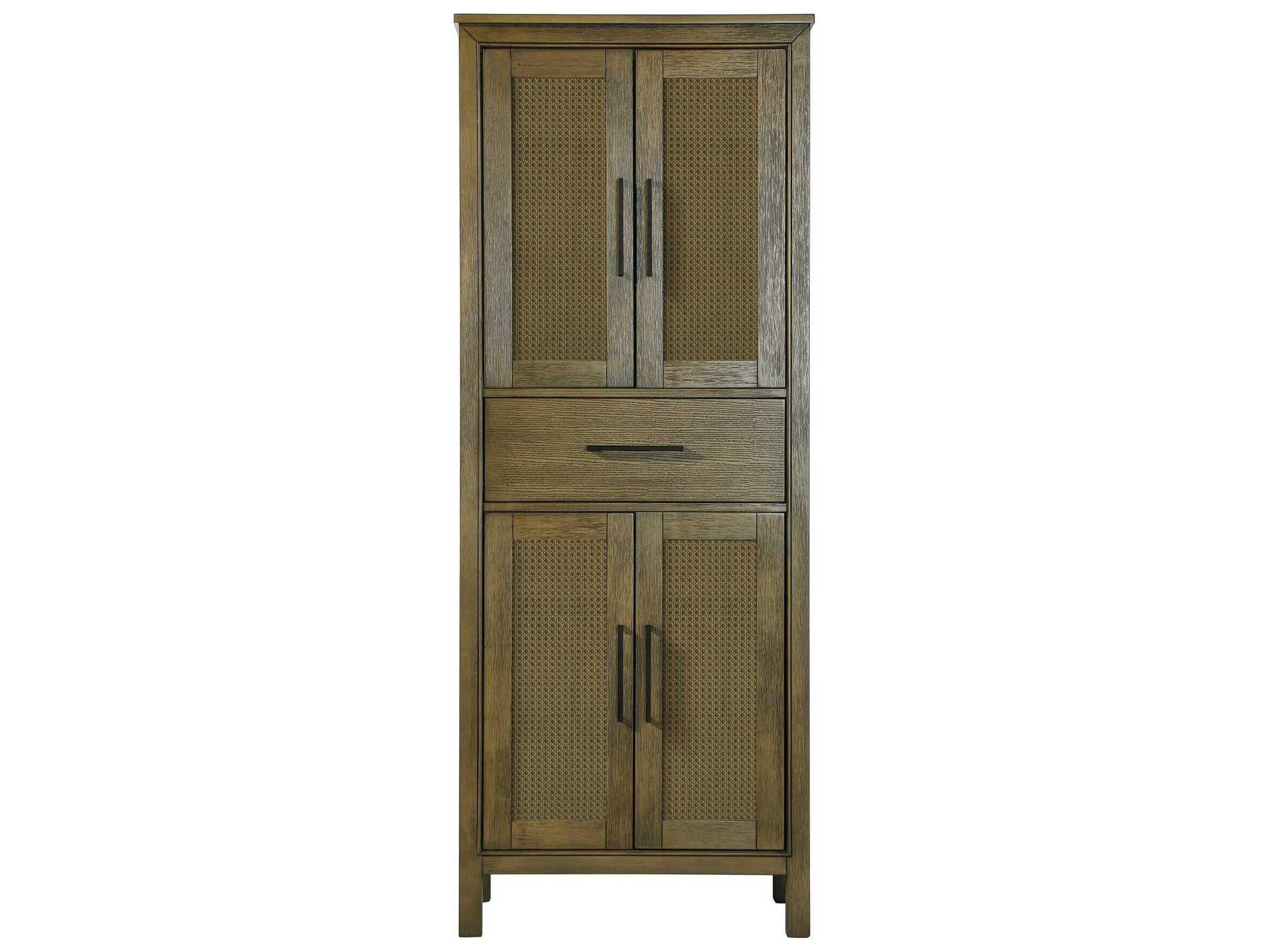 Alina Hazel Oak Brown Rubberwood Bath Storage Cabinet