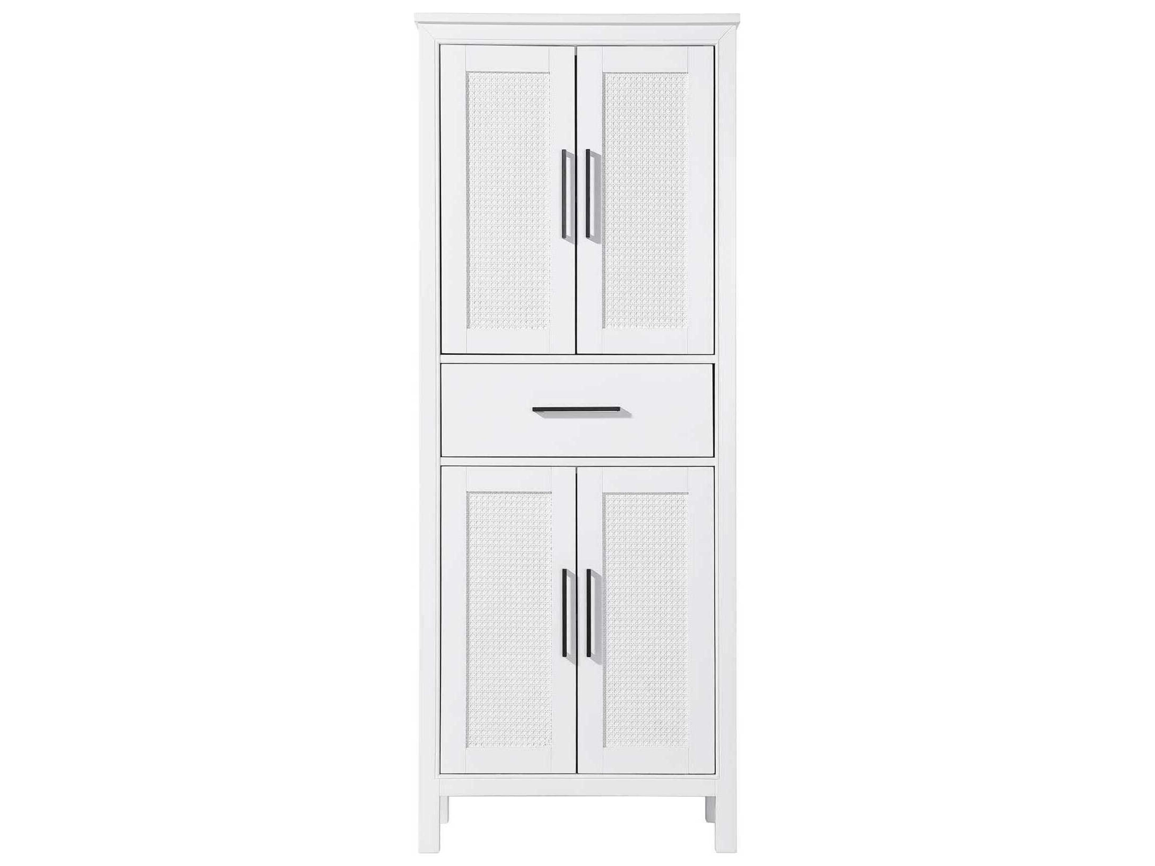 Alina White Rubberwood Bath Storage Cabinet