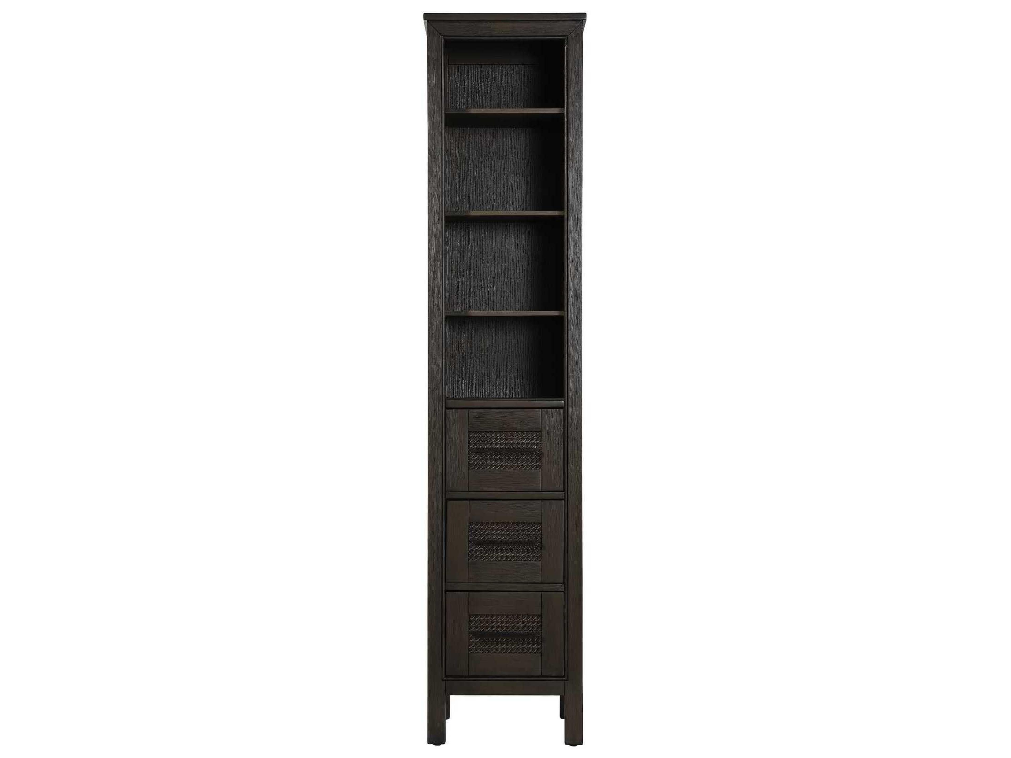 Alina Chocolate Oak Brown Rubberwood Open Shelving Bath Storage Cabinet