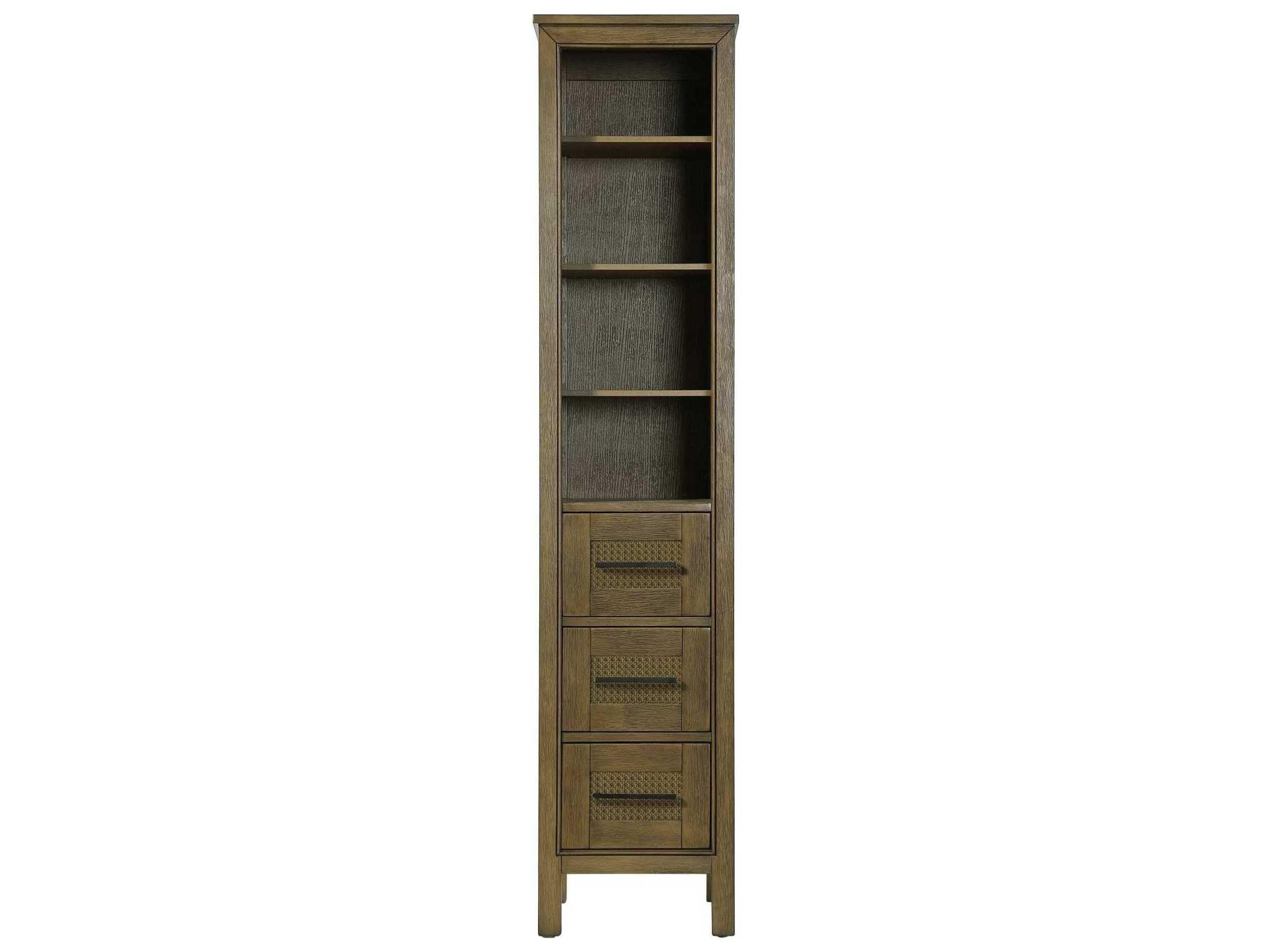 Alina Hazel Oak Brown Rubberwood Open Shelving Bath Storage Cabinet
