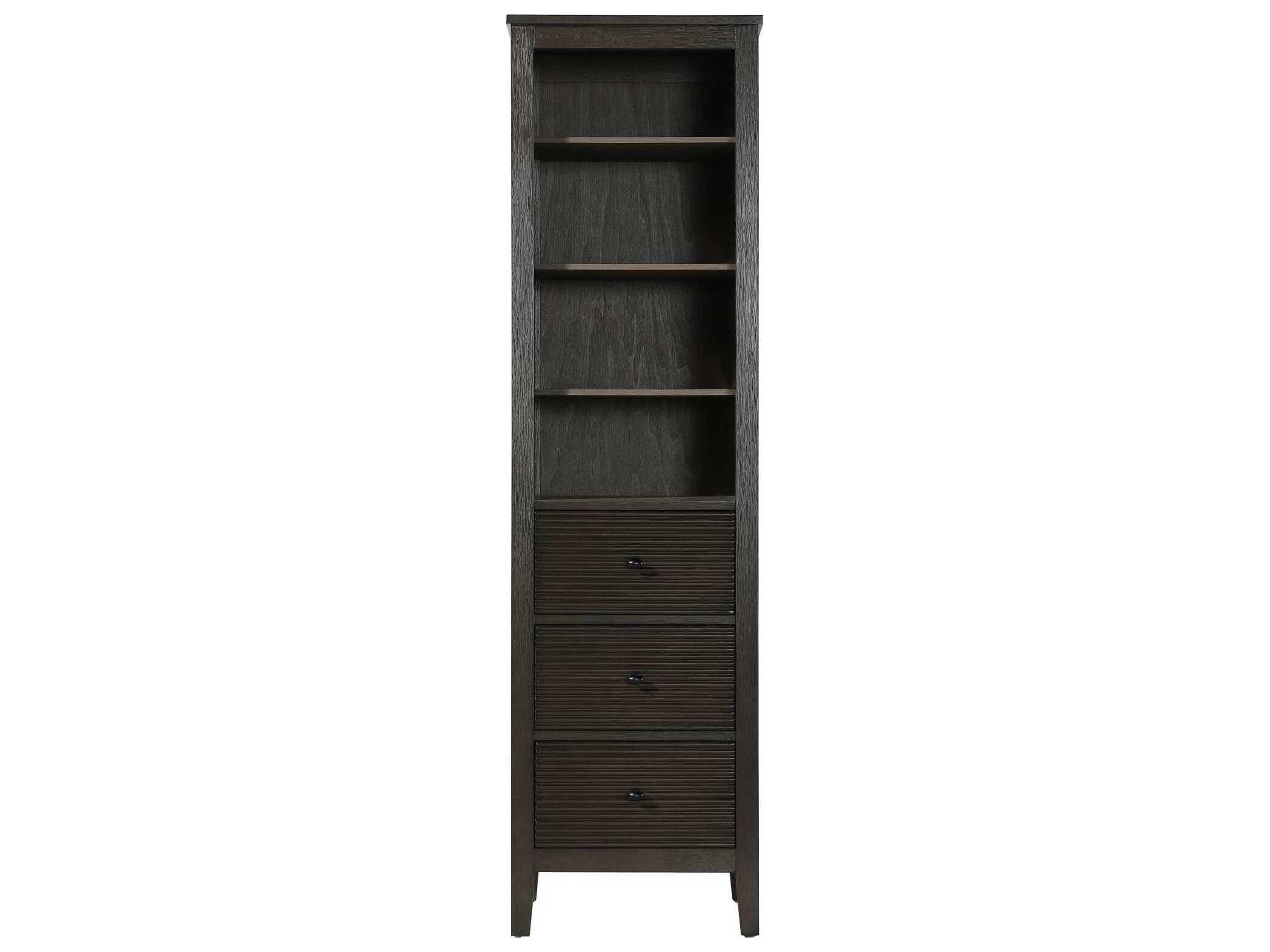 Blakely Chocolate Oak Brown Rubberwood Open Shelving Bath Storage Cabinet