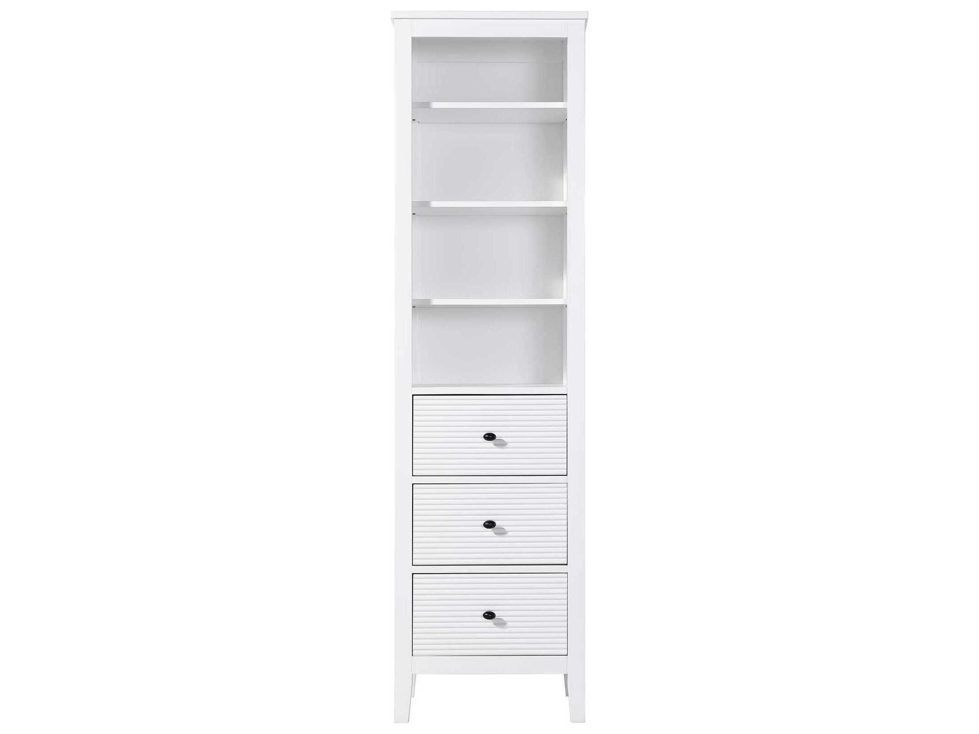 Blakely White Rubberwood Open Shelving Bath Storage Cabinet
