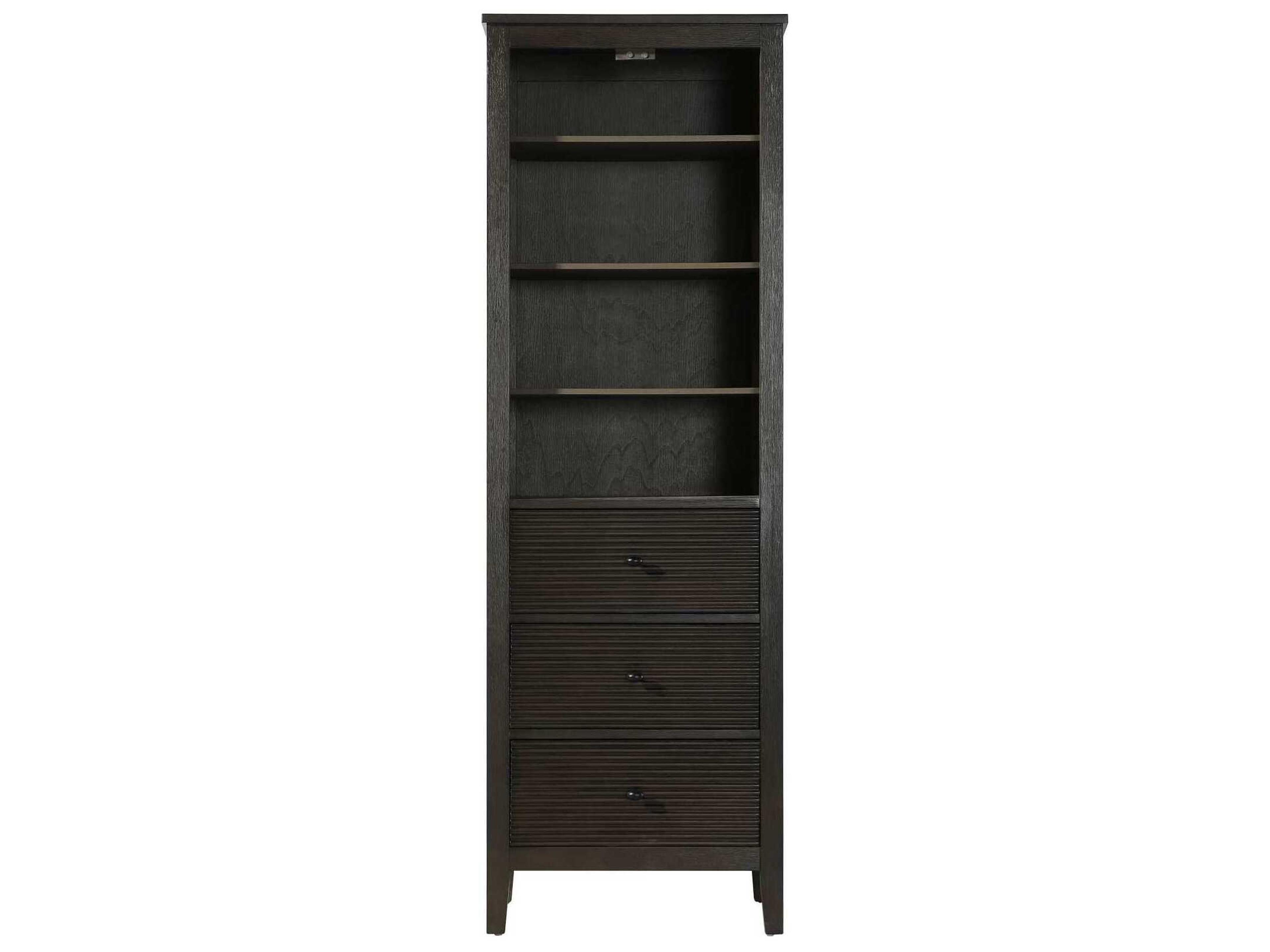 Blakely Chocolate Oak Brown Rubberwood Open Shelving Bath Storage Cabinet
