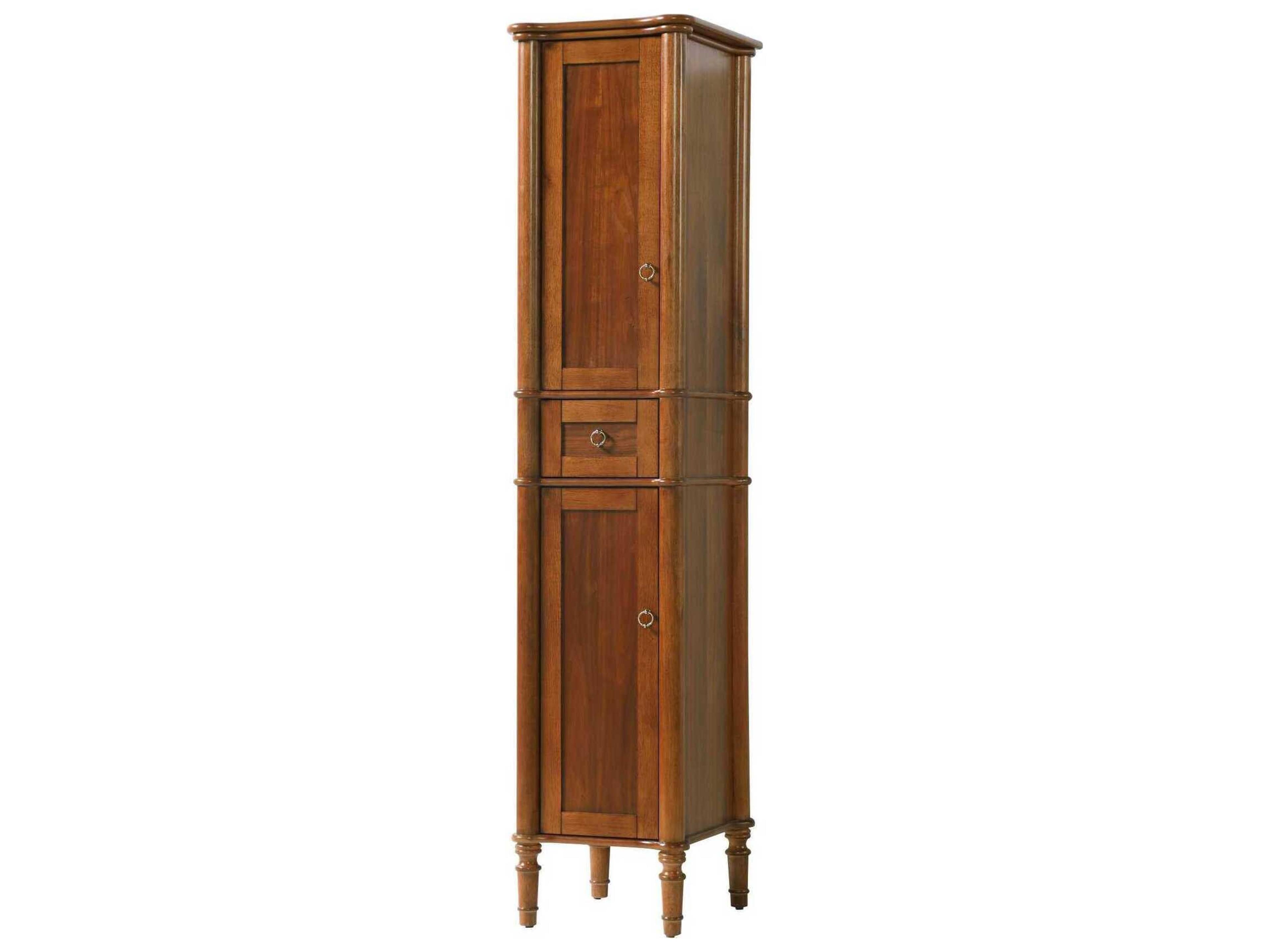 Issac Brandy Walnut Brown Rubberwood Bath Storage Cabinet