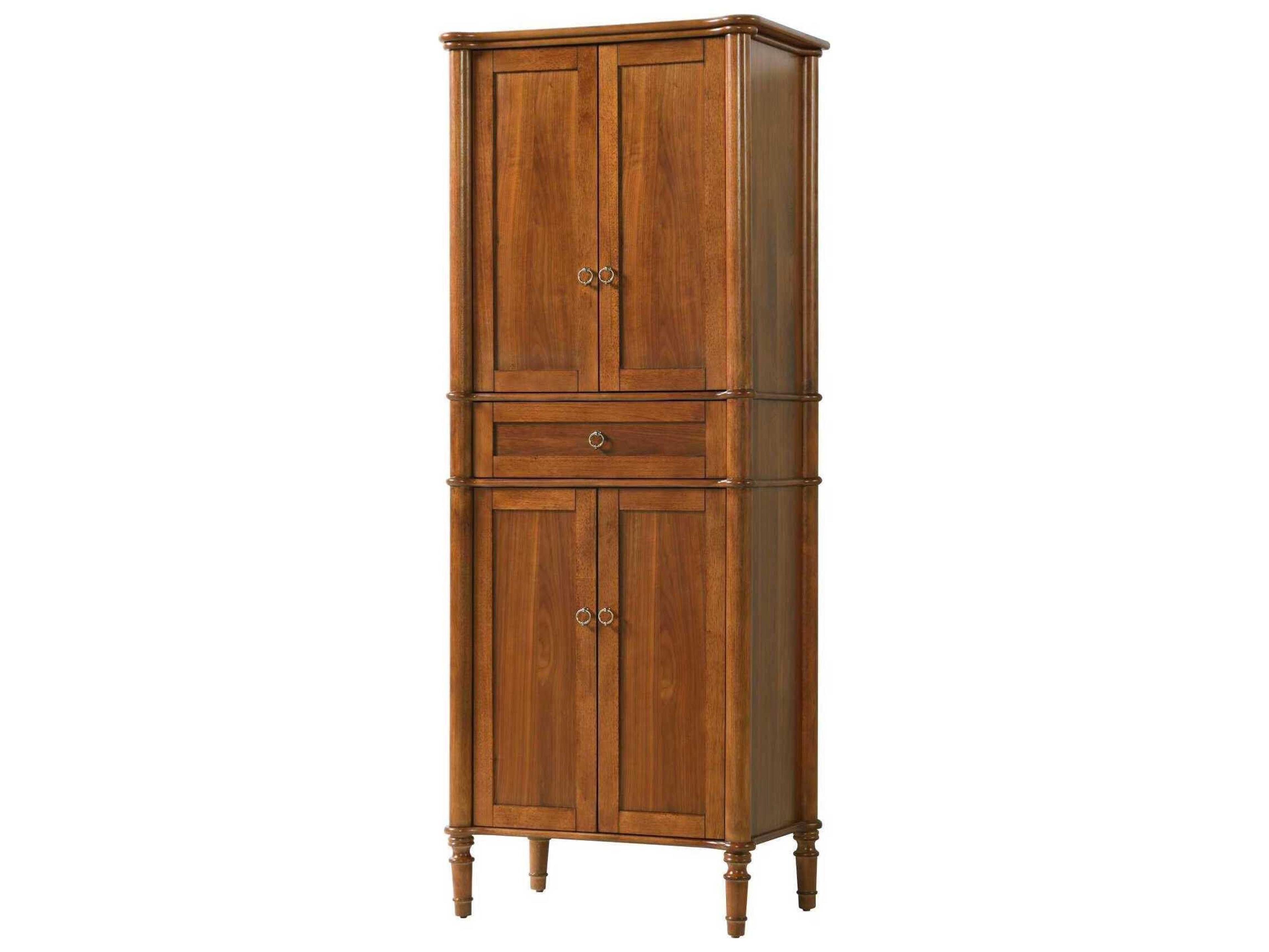 Issac Brandy Walnut Brown Rubberwood Bath Storage Cabinet