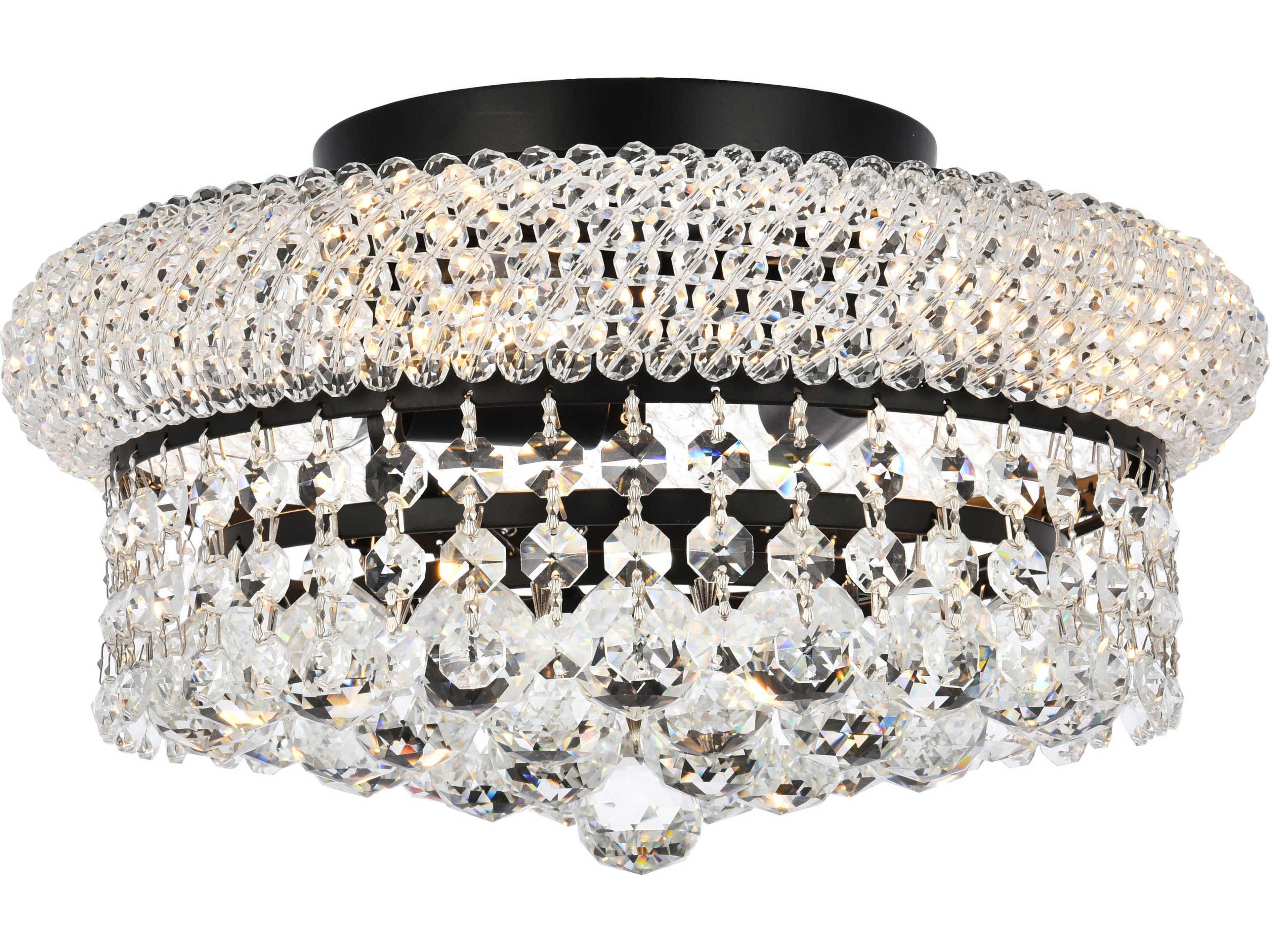 Primo 4-Light Black And Clear Crystal Flush Mount