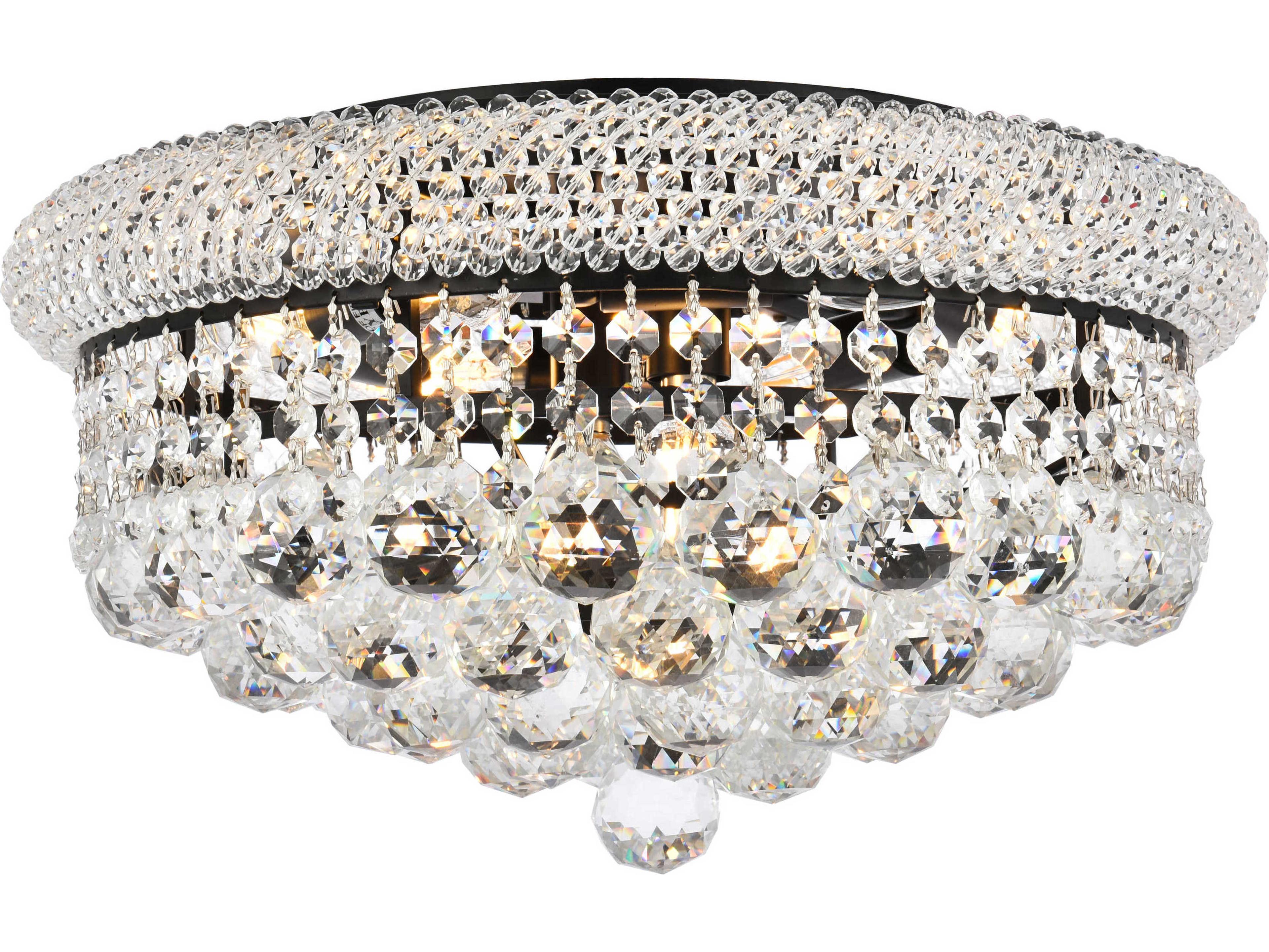 Primo 8-Light Black And Clear Crystal Flush Mount