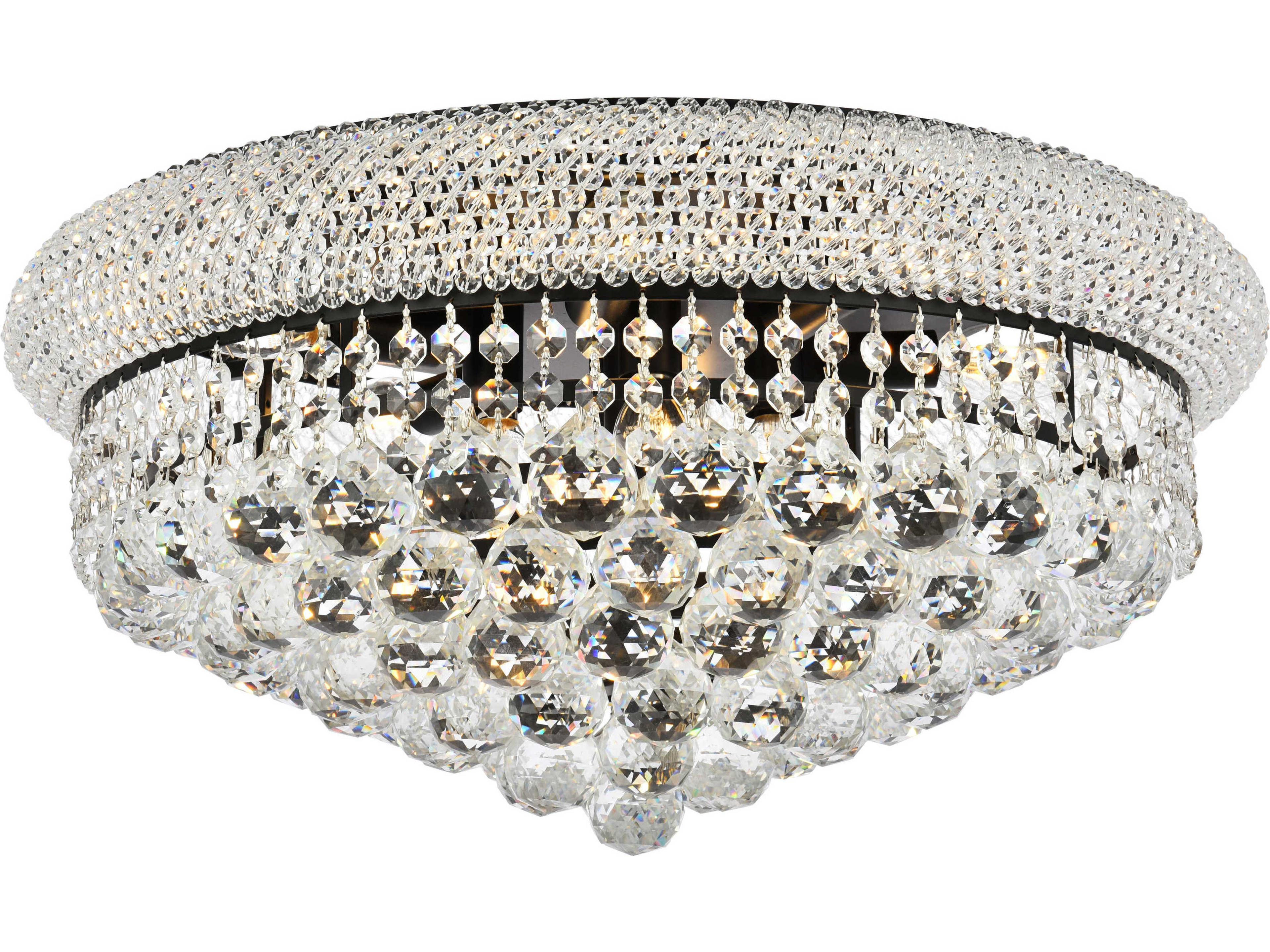 Primo 10-Light Black And Clear Crystal Flush Mount
