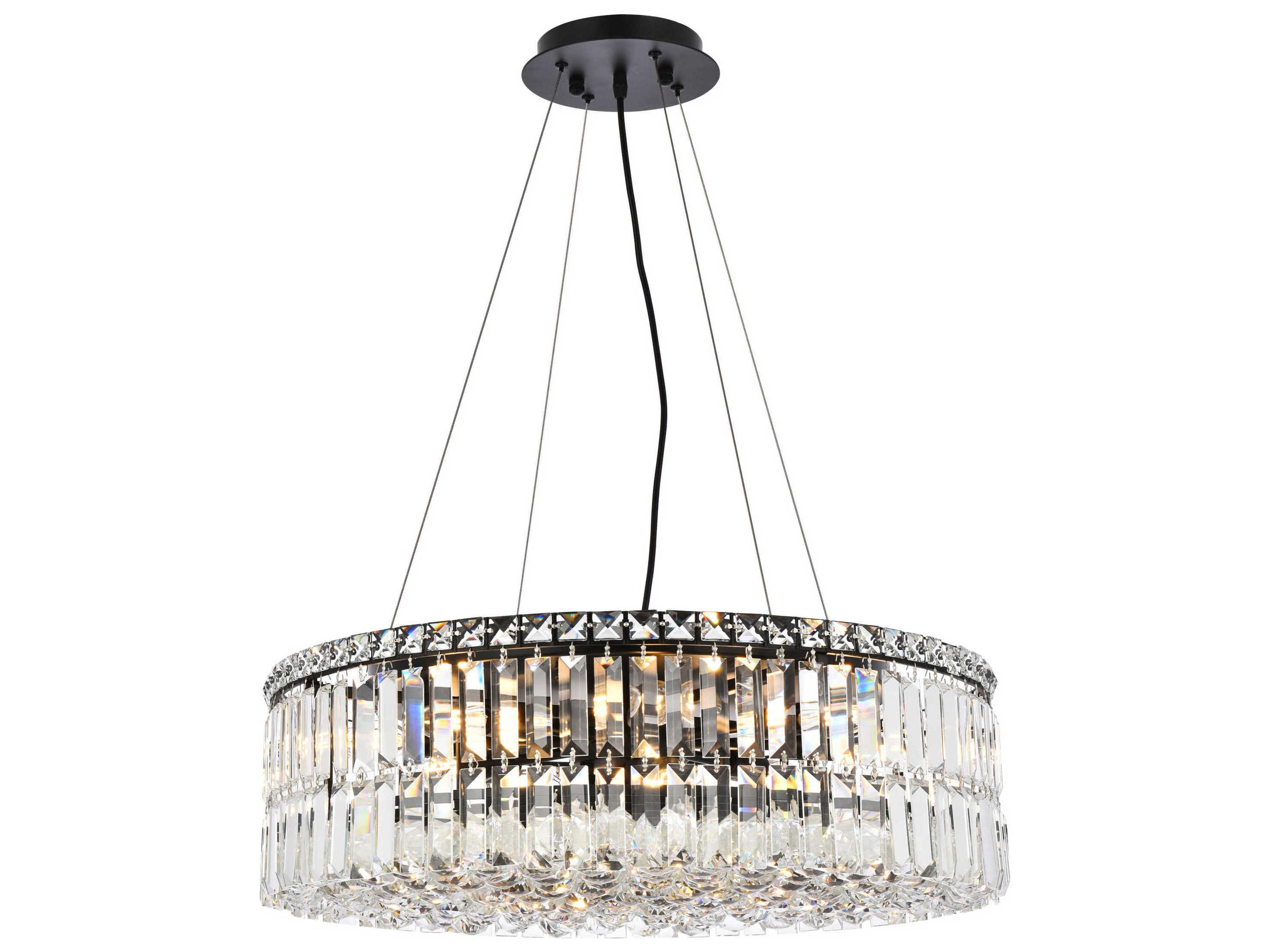Maxime 12-Light Black And Clear Crystal Pendant