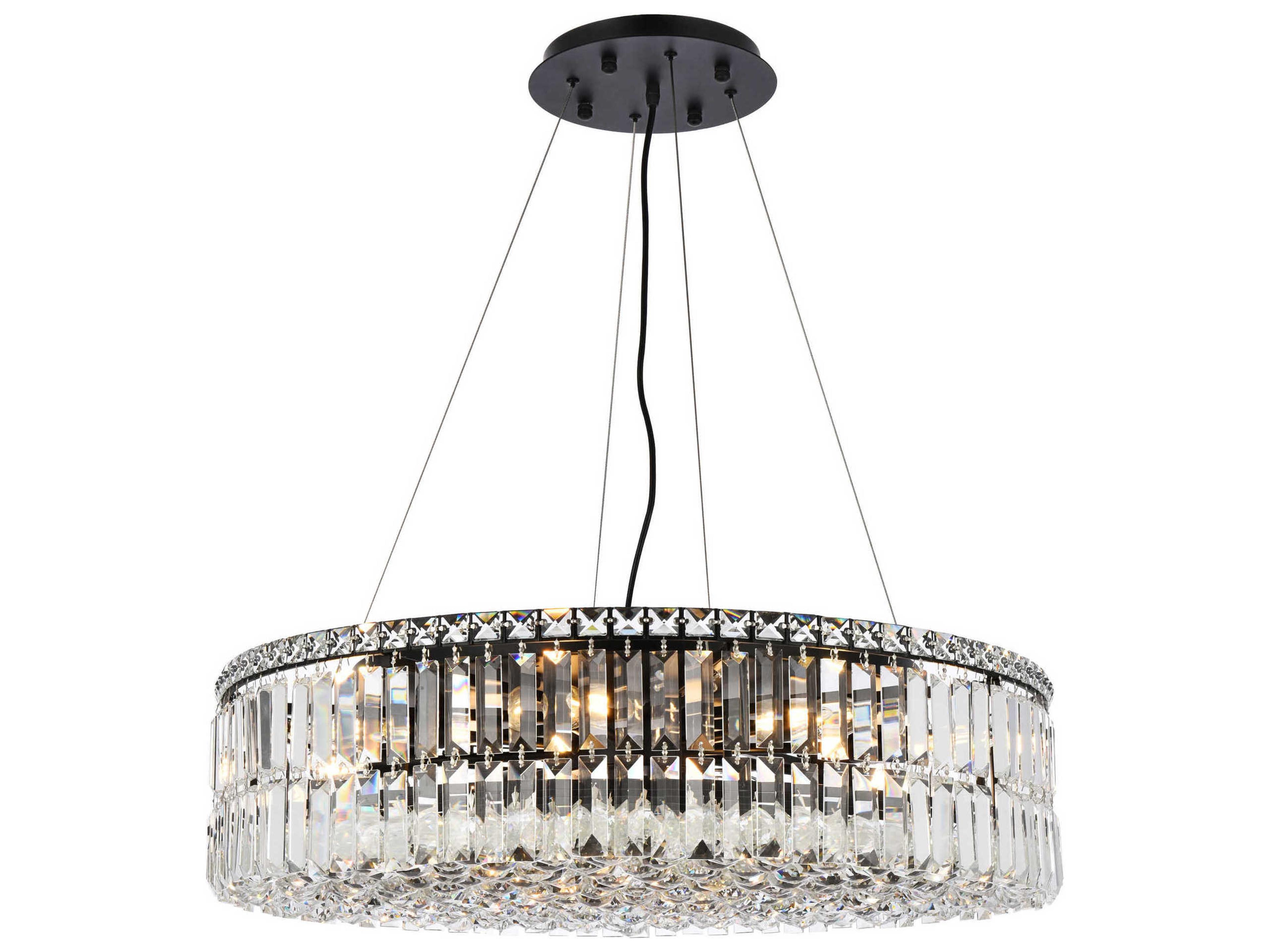 Maxime 12-Light Black And Clear Crystal Pendant
