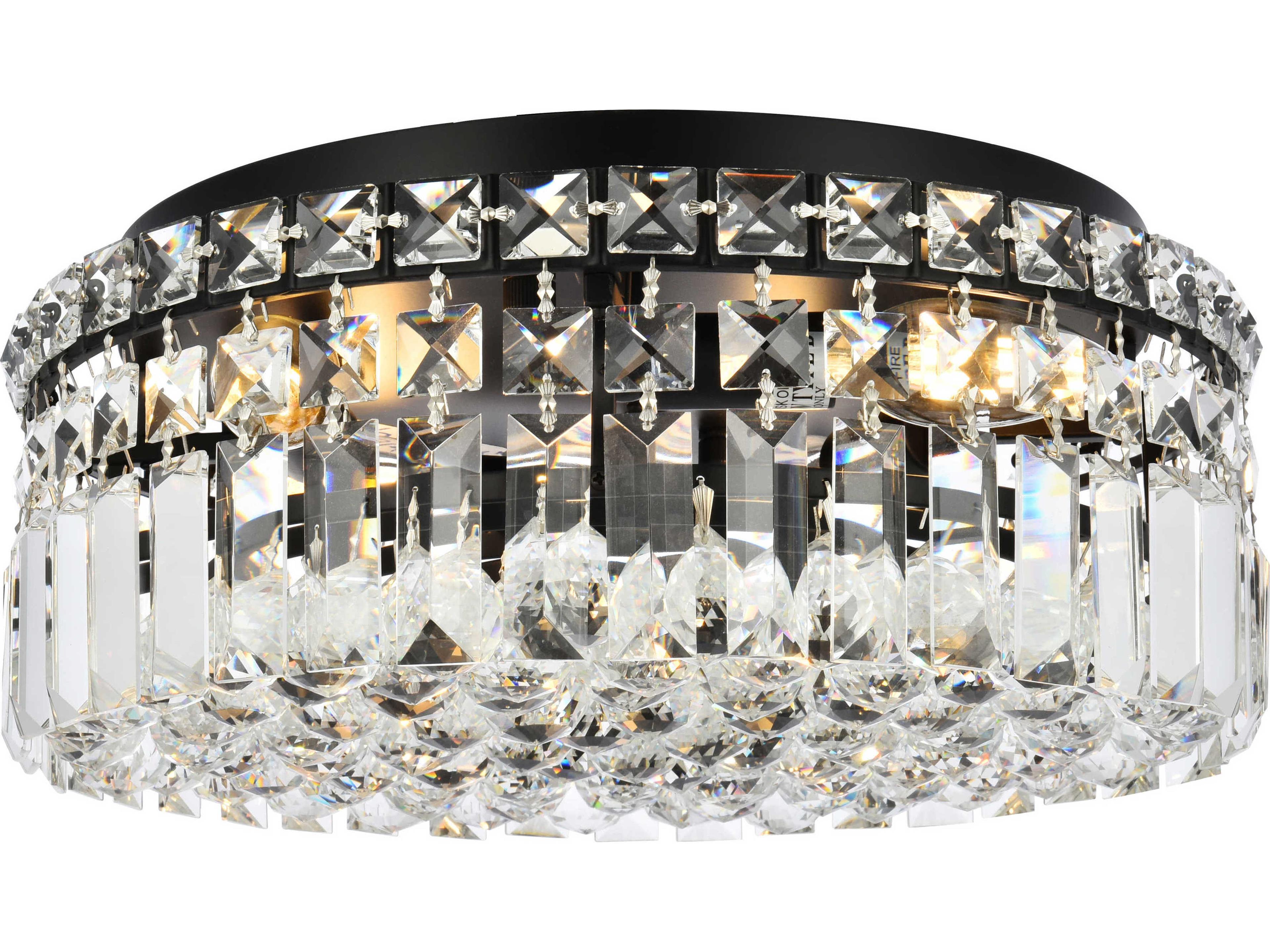 Maxime 4-Light Black And Clear Crystal Flush Mount