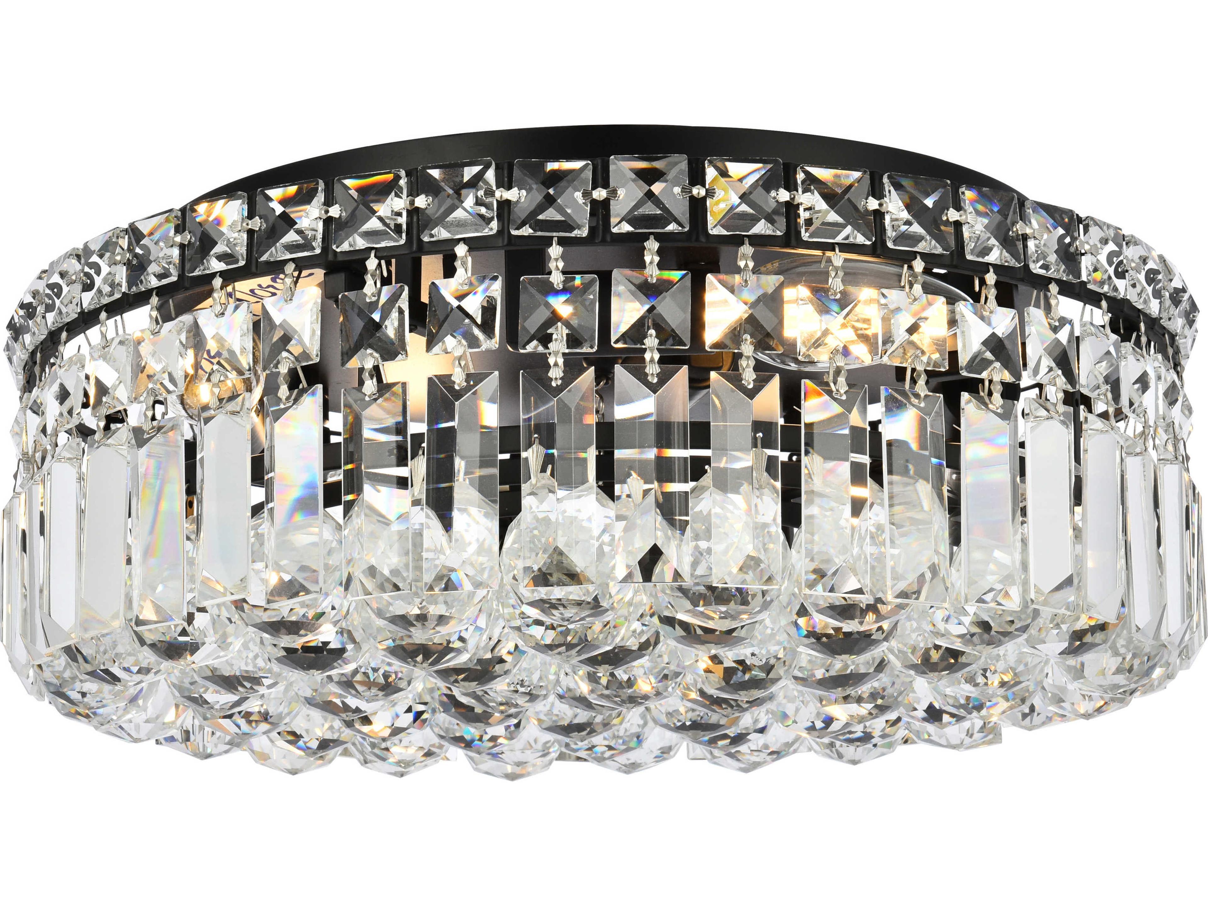 Maxime 5-Light Black And Clear Crystal Flush Mount