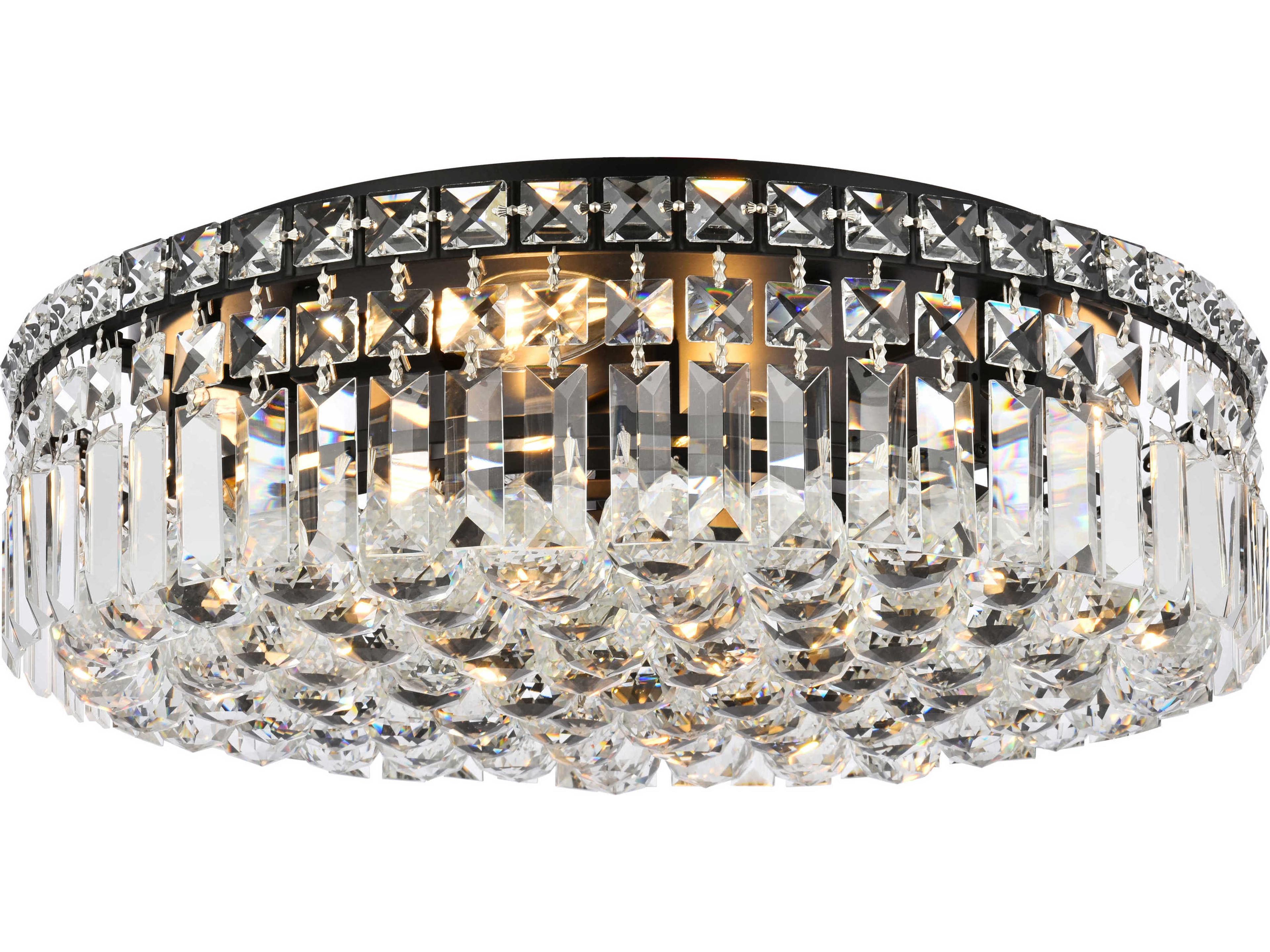 Maxime 6-Light Black And Clear Crystal Flush Mount