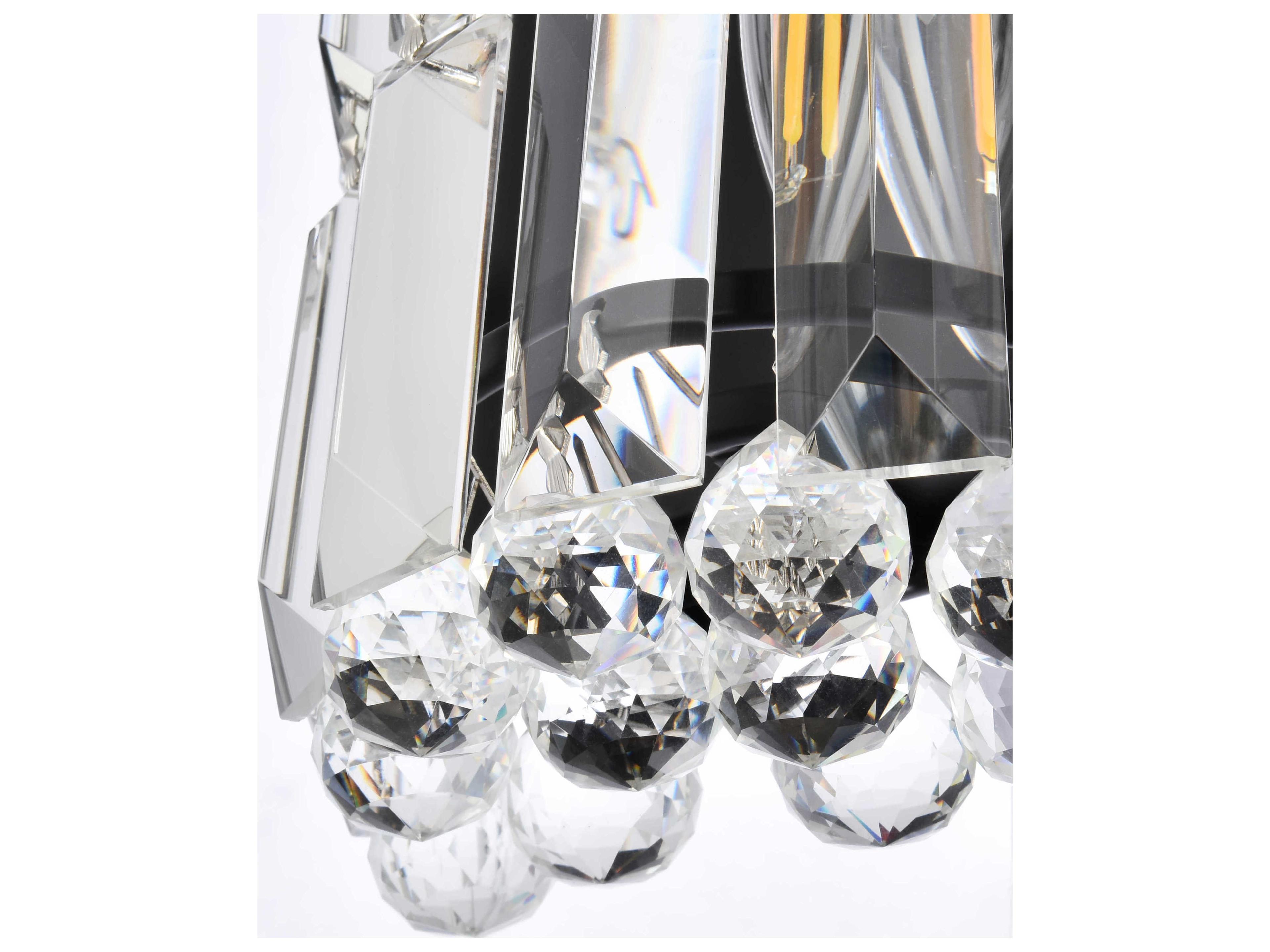 Elegant Lighting Maxime 2-Light Black And Clear Crystal Wall Sconce