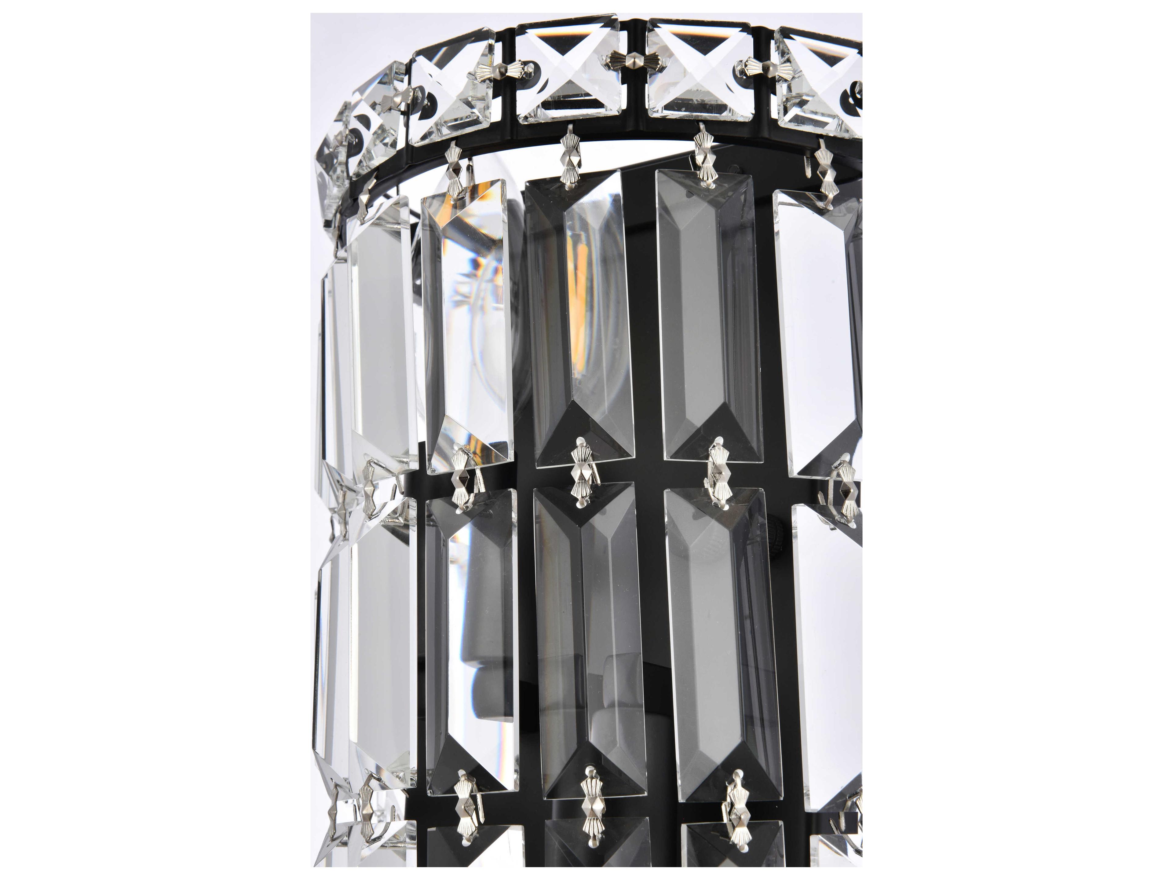 Elegant Lighting Maxime 2-Light Black And Clear Crystal Wall Sconce