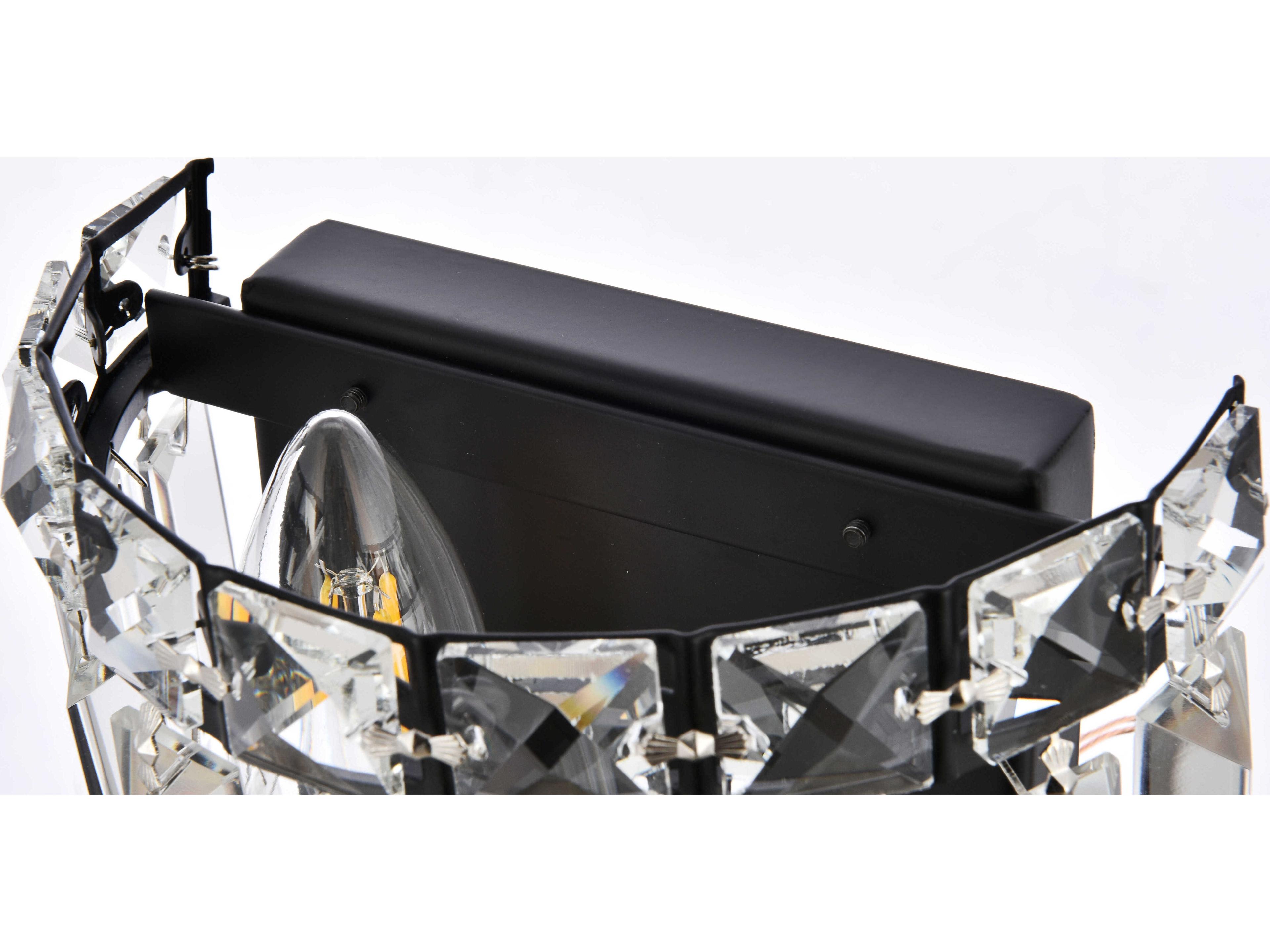 Elegant Lighting Maxime 2-Light Black And Clear Crystal Wall Sconce