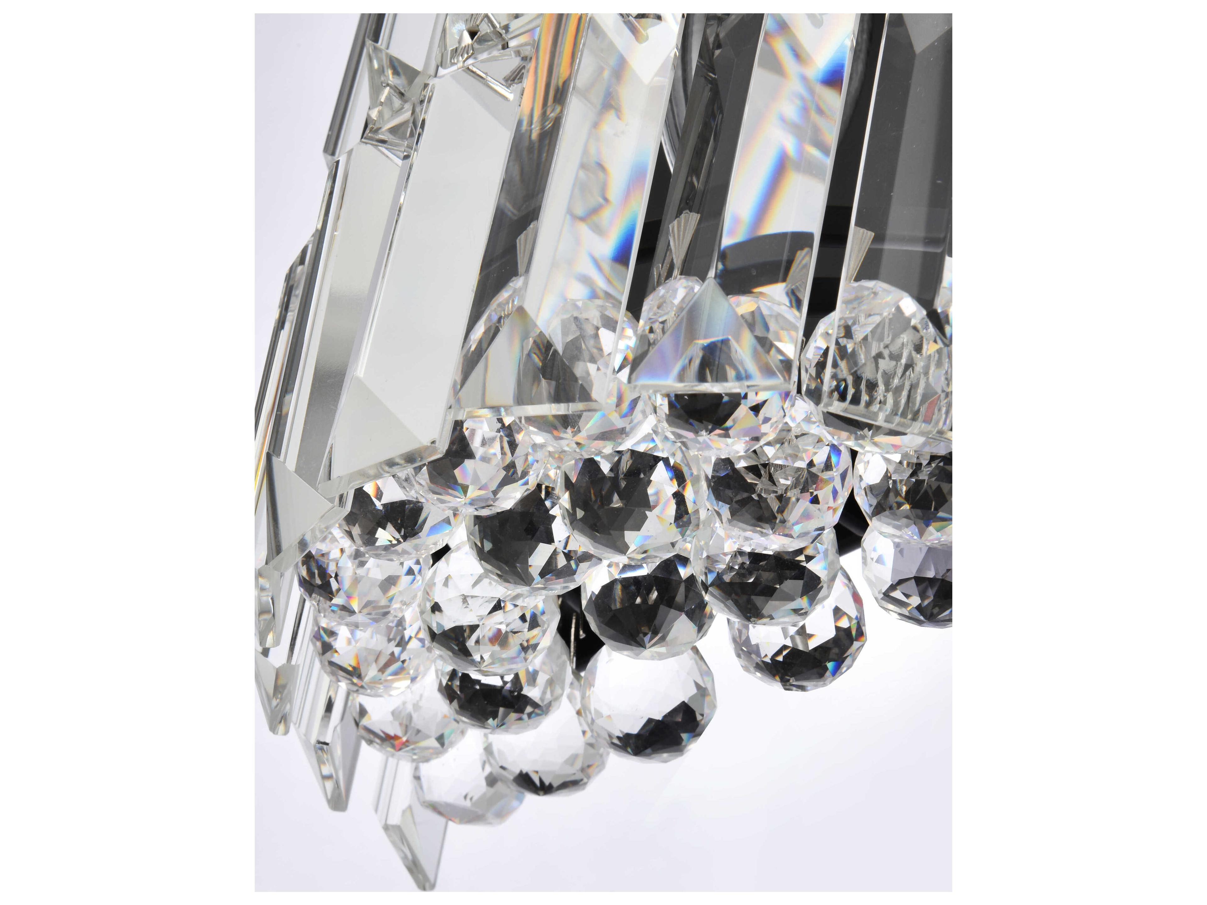 Elegant Lighting Maxime 2-Light Black And Clear Crystal Wall Sconce
